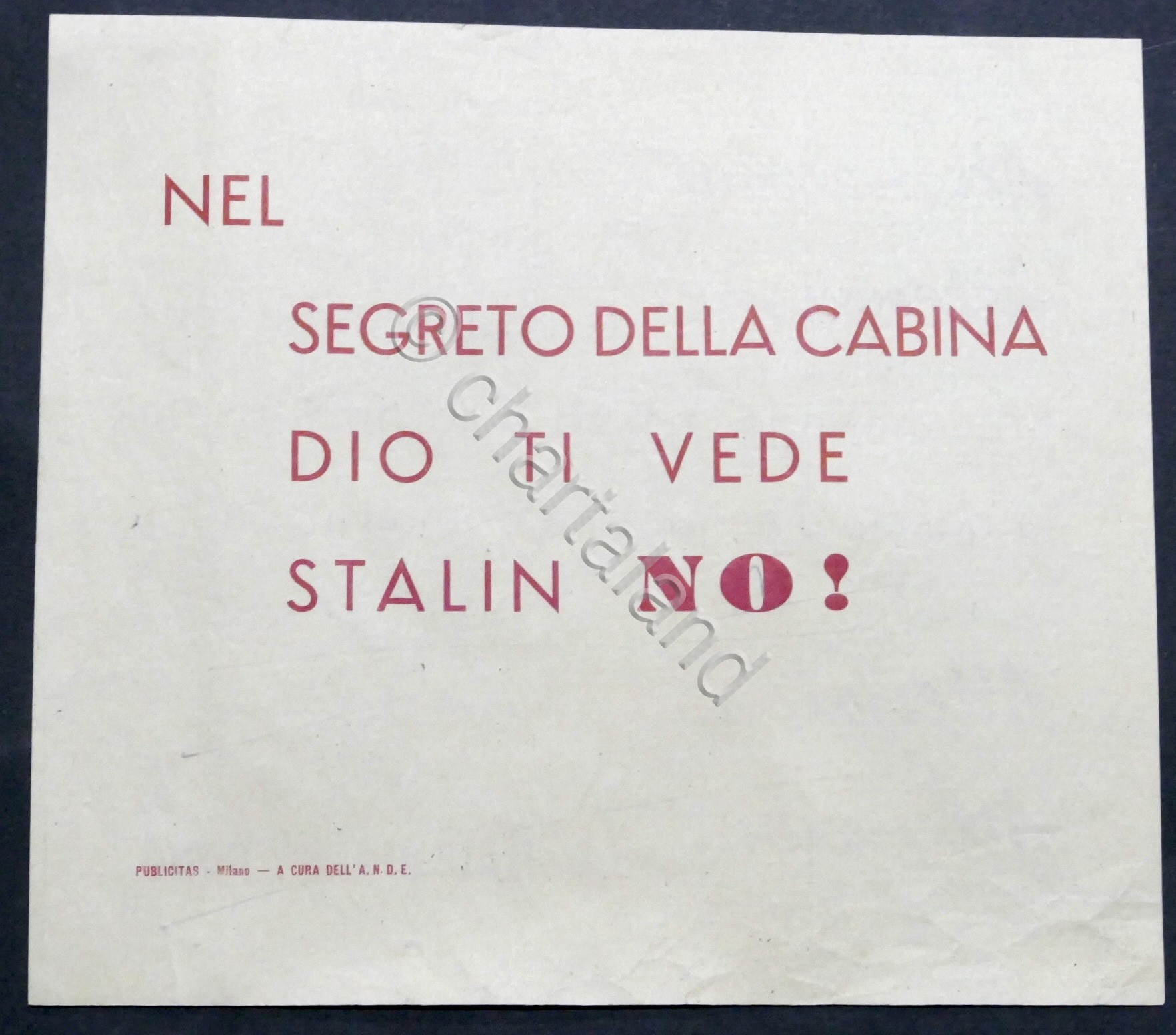 Volantino campagna anticomunista - Elezioni Politiche 1948