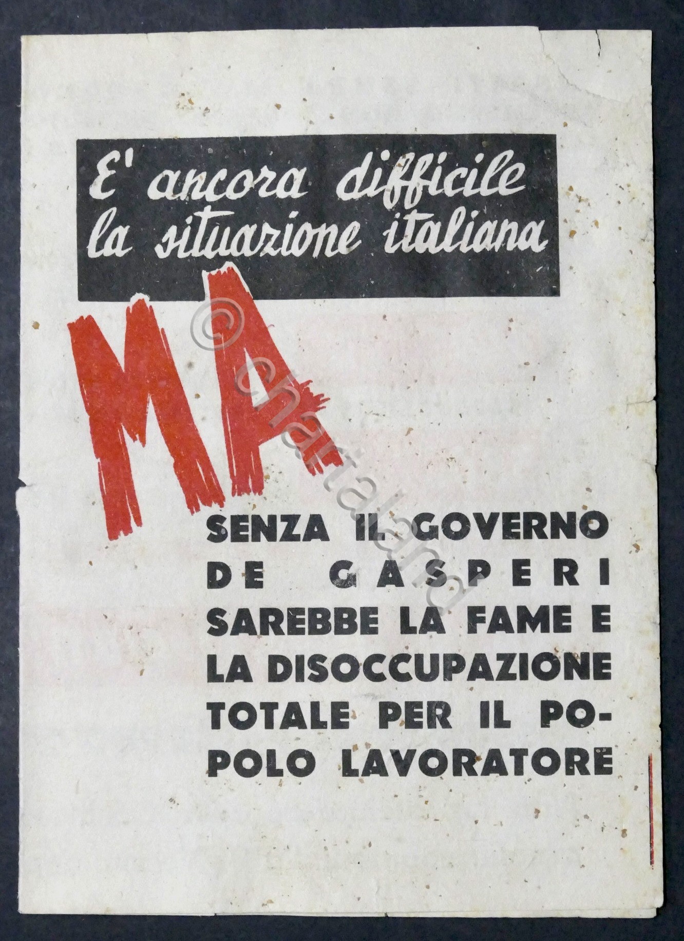 Volantino Democrazia Cristiana anticomunista e a favore del piano Marshall …