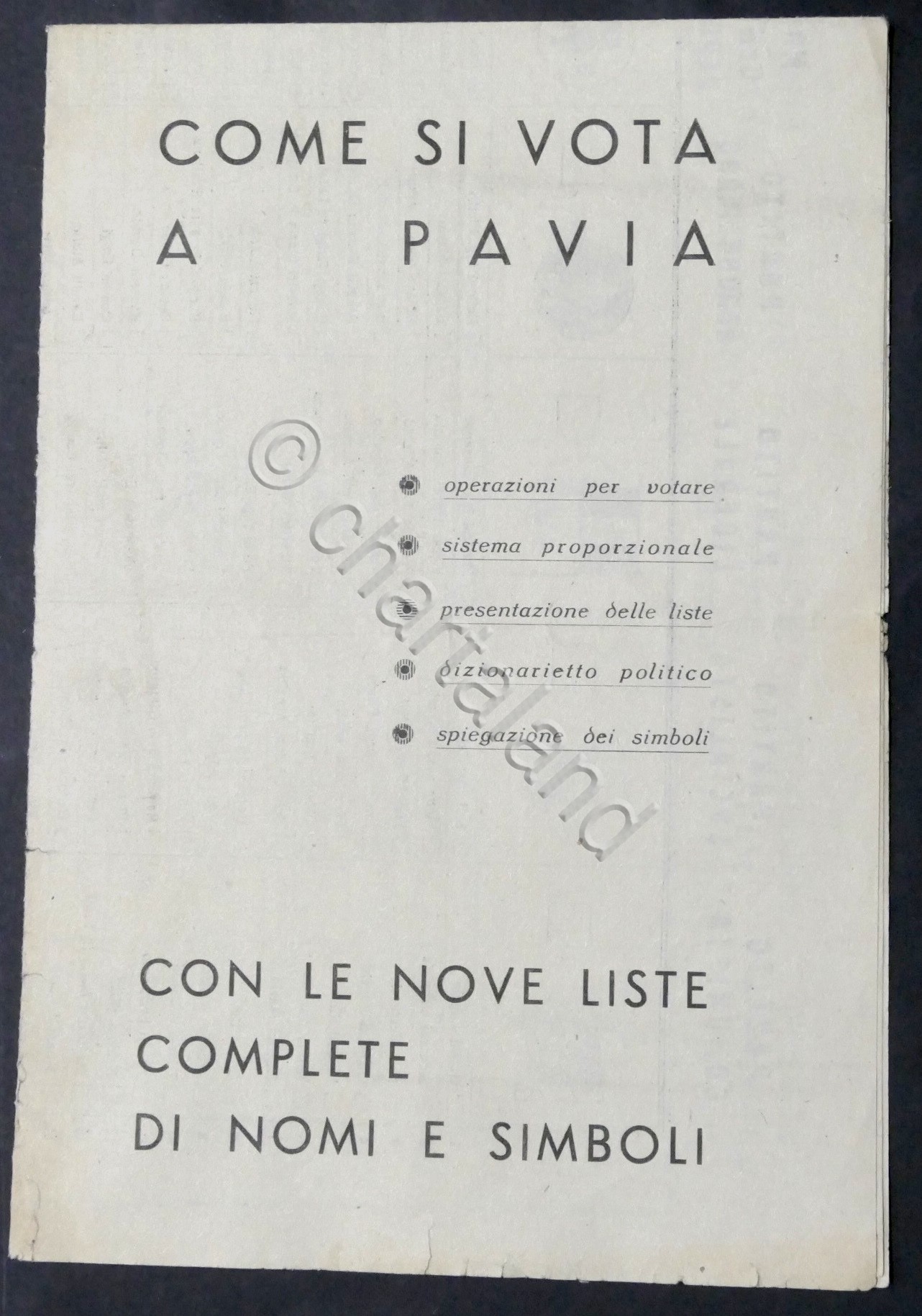Volantino Elezioni Amministrative 1946 - Come si vota a Pavia …