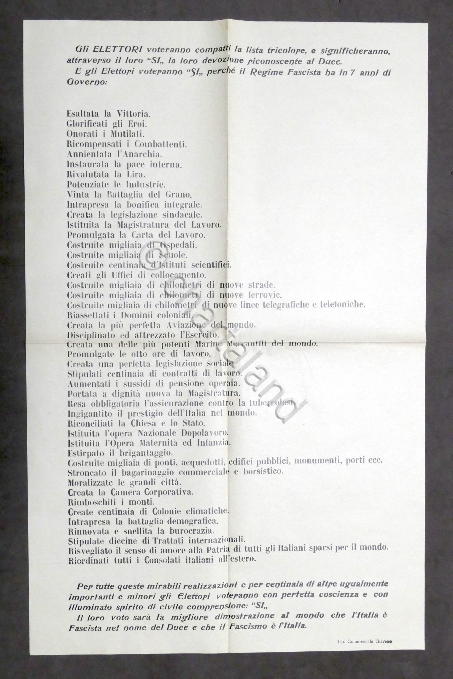 Volantino Elezioni politiche italiane - Camera Deputati - Lista Tricolore …