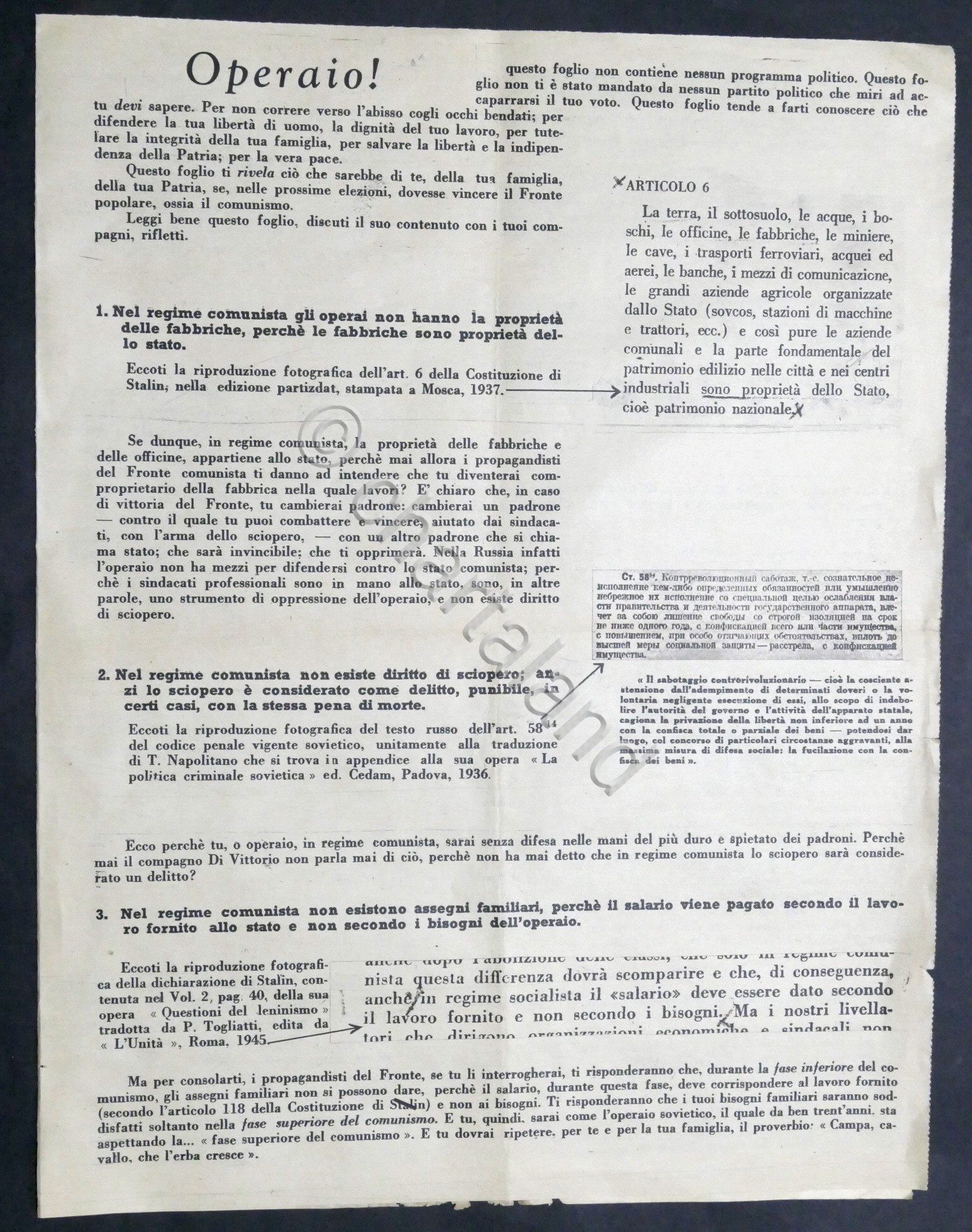 Volantino movimento politico italiano Civiltà Italica - 1947 ca.