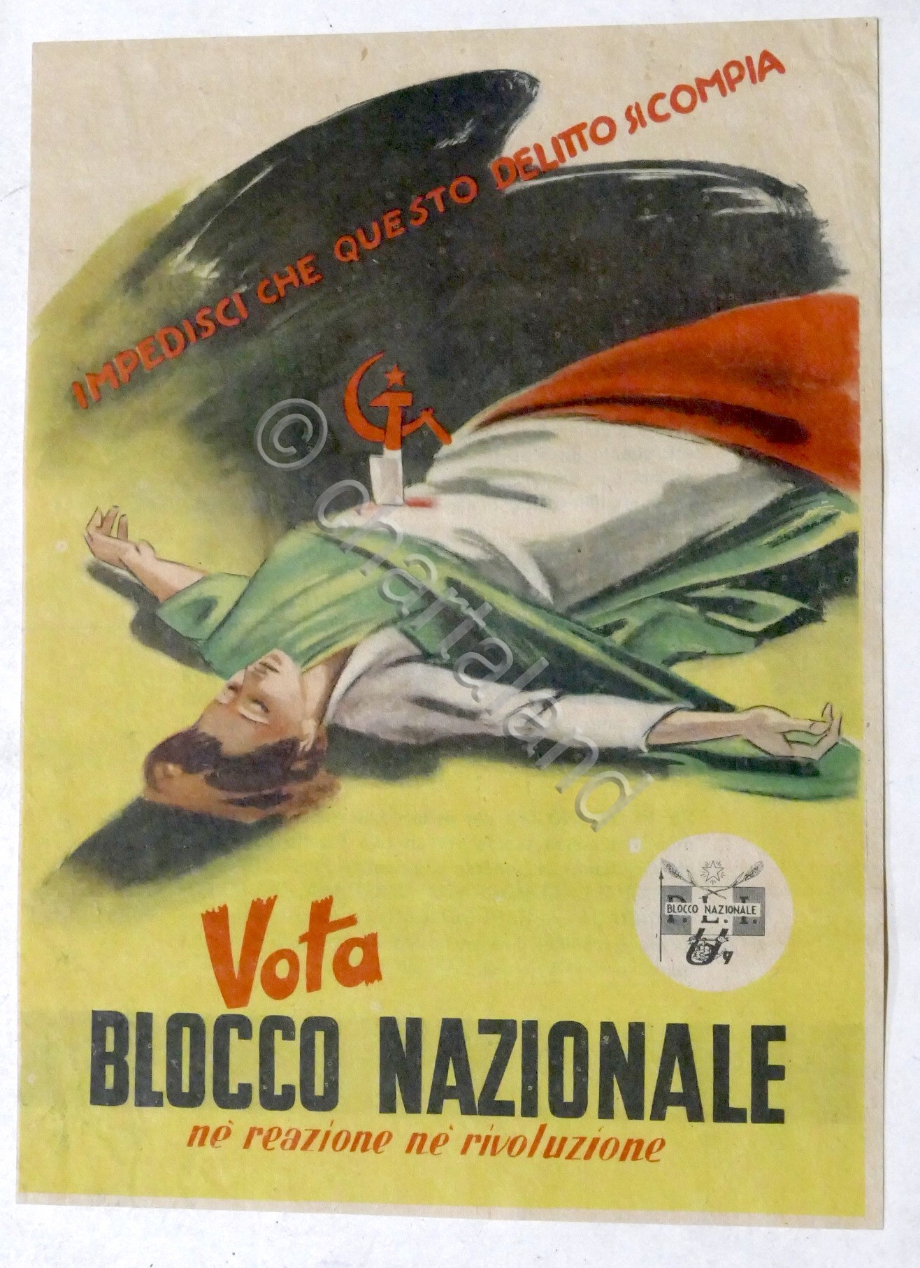 Volantino P.L.I. Blocco Nazionale - Elezioni Politiche 1948
