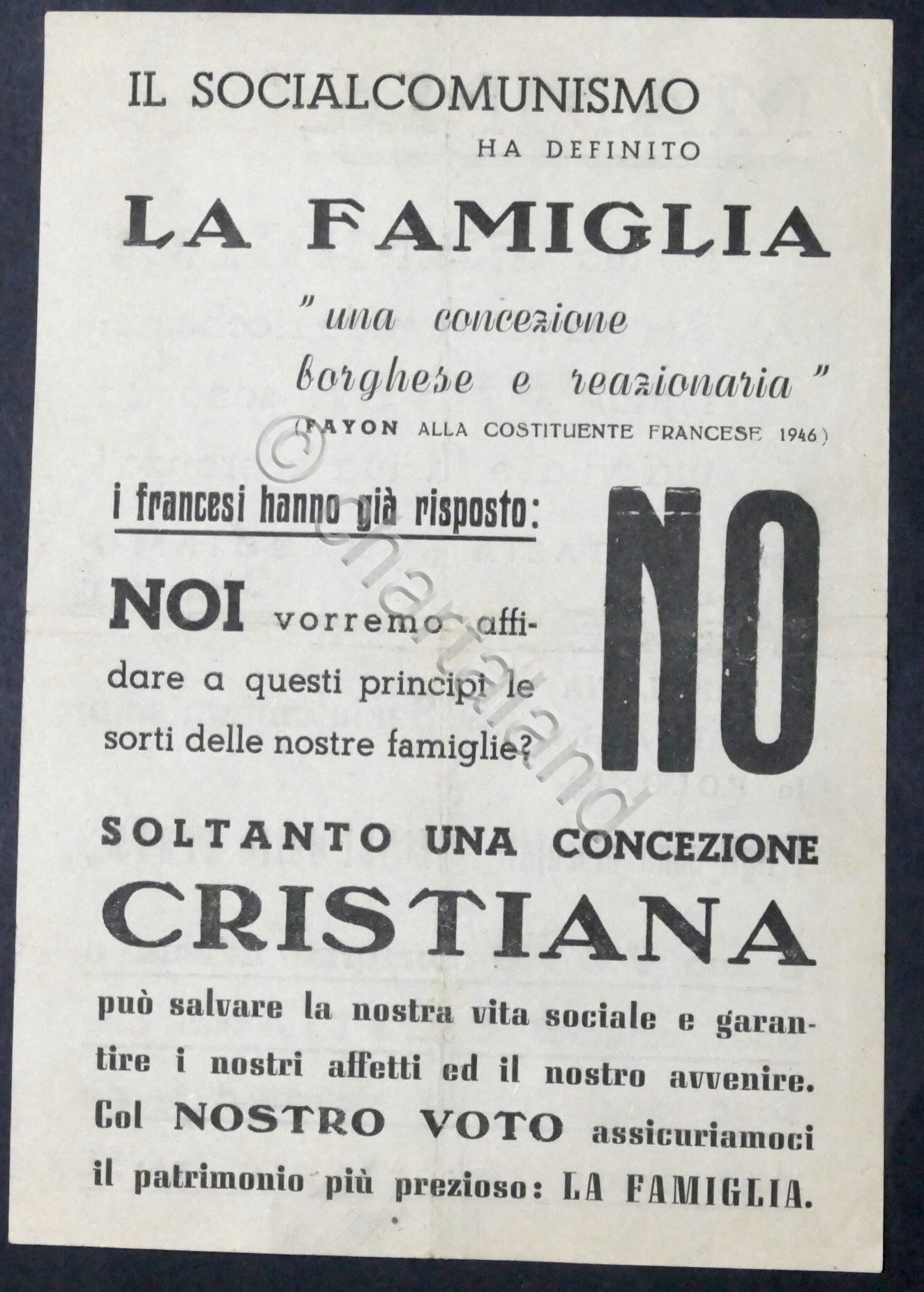 Volantino propaganda contro il socialcomunismo - Elezioni Politiche 1948