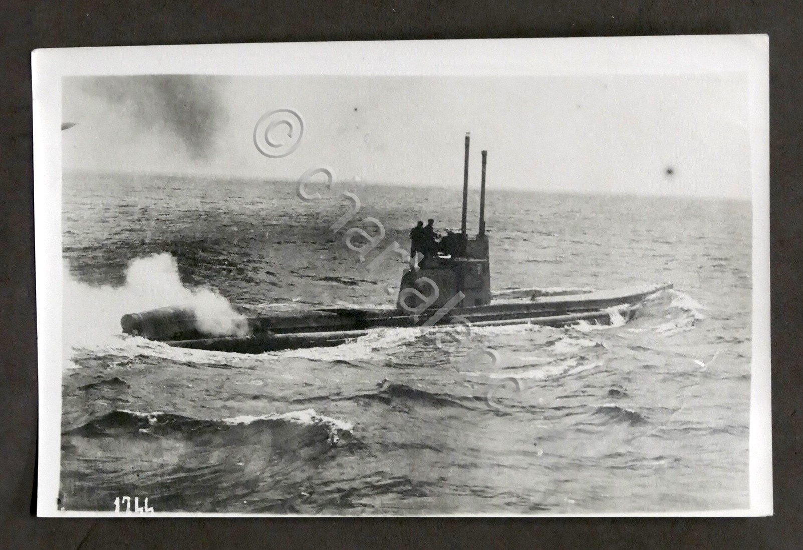WWI - Fotografia sommergibile francese in navigazione - Mar Adriatico …