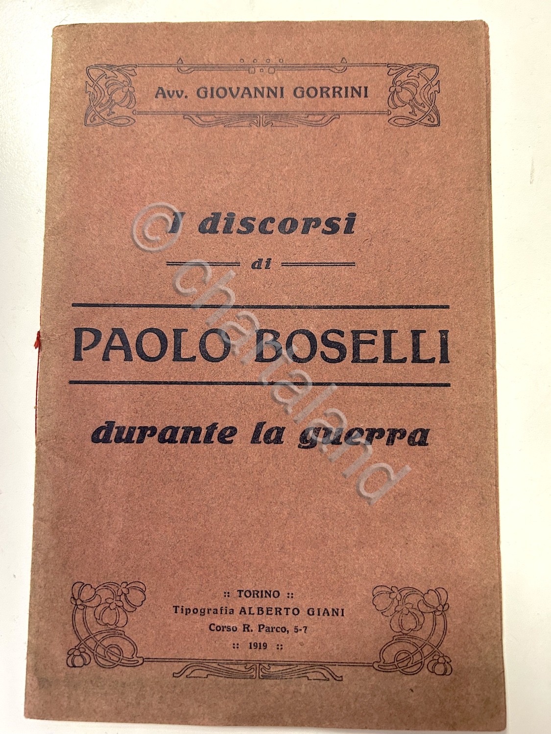 WWI - G. Gorrini - I discorsi di Paolo Boselli …