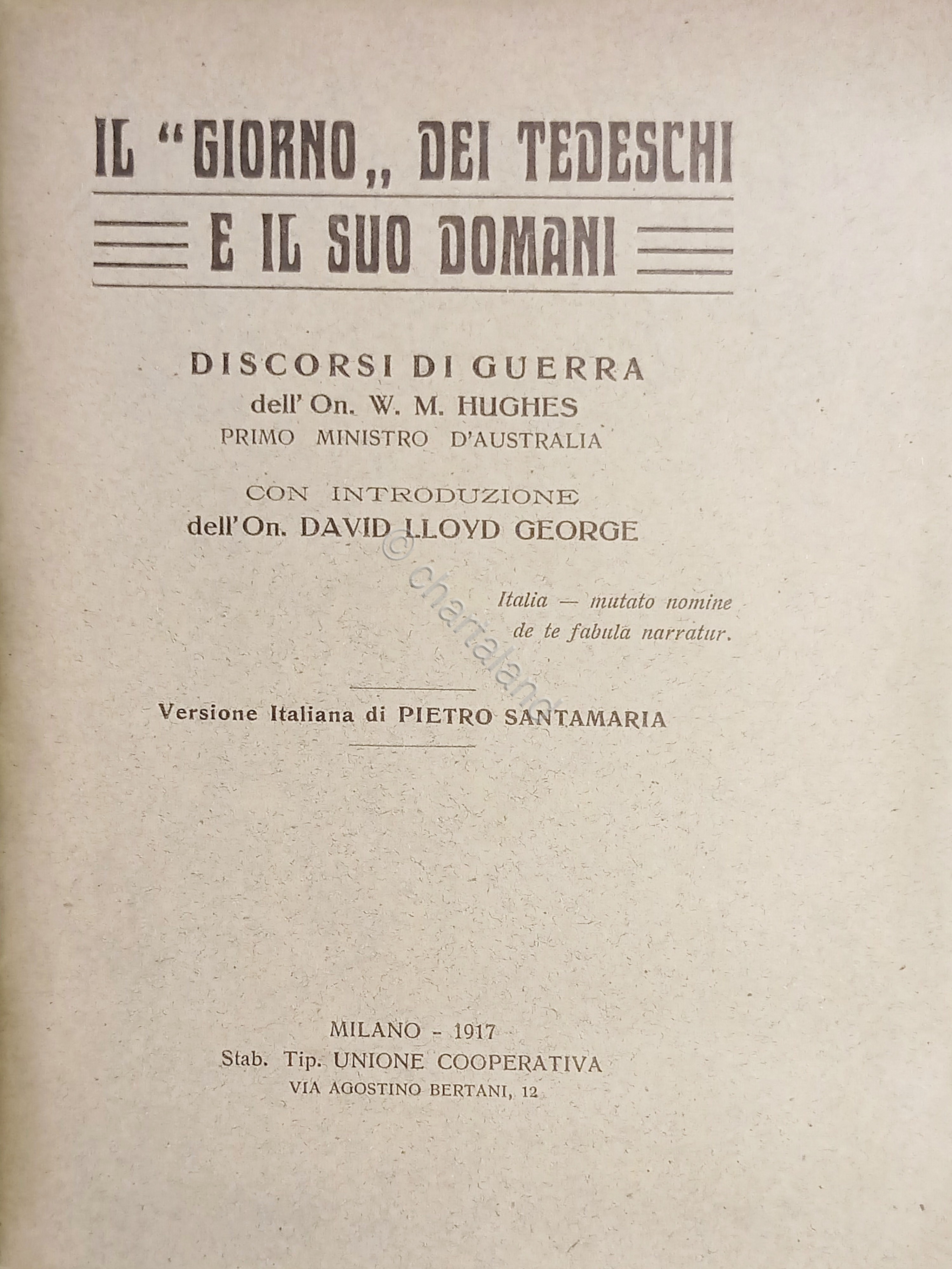 WWI - W. M. Hugues - Il "Giorno" dei tedeschi …