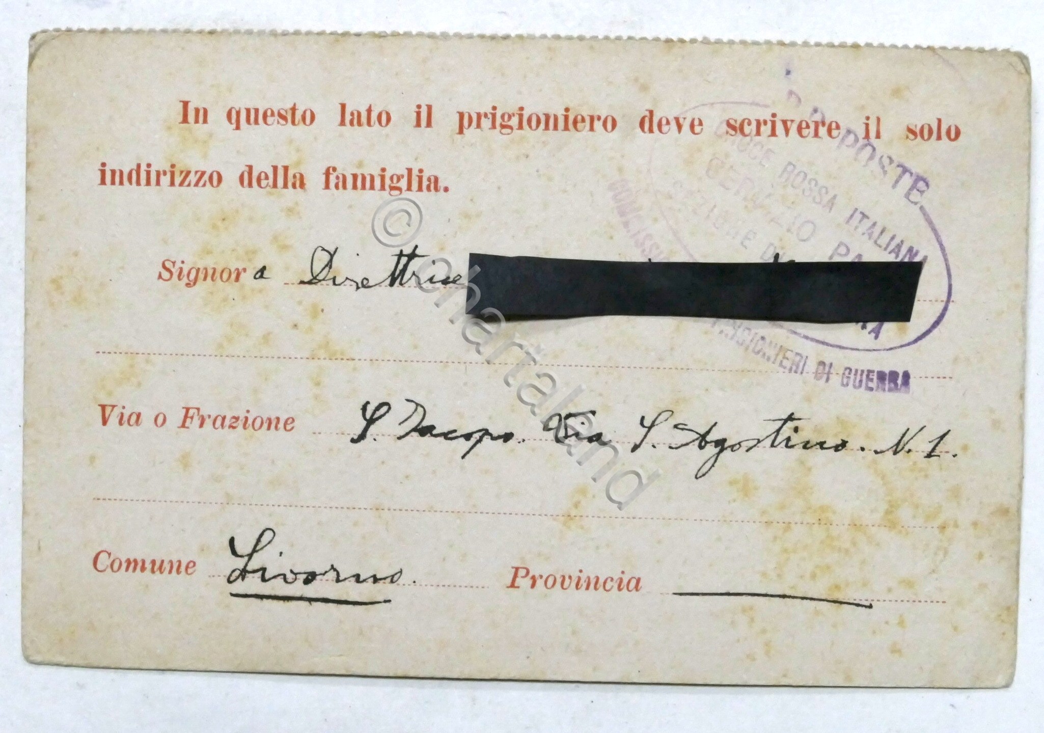 WWI Croce Rossa - Cartolina prigioniero di guerra - Alpino …