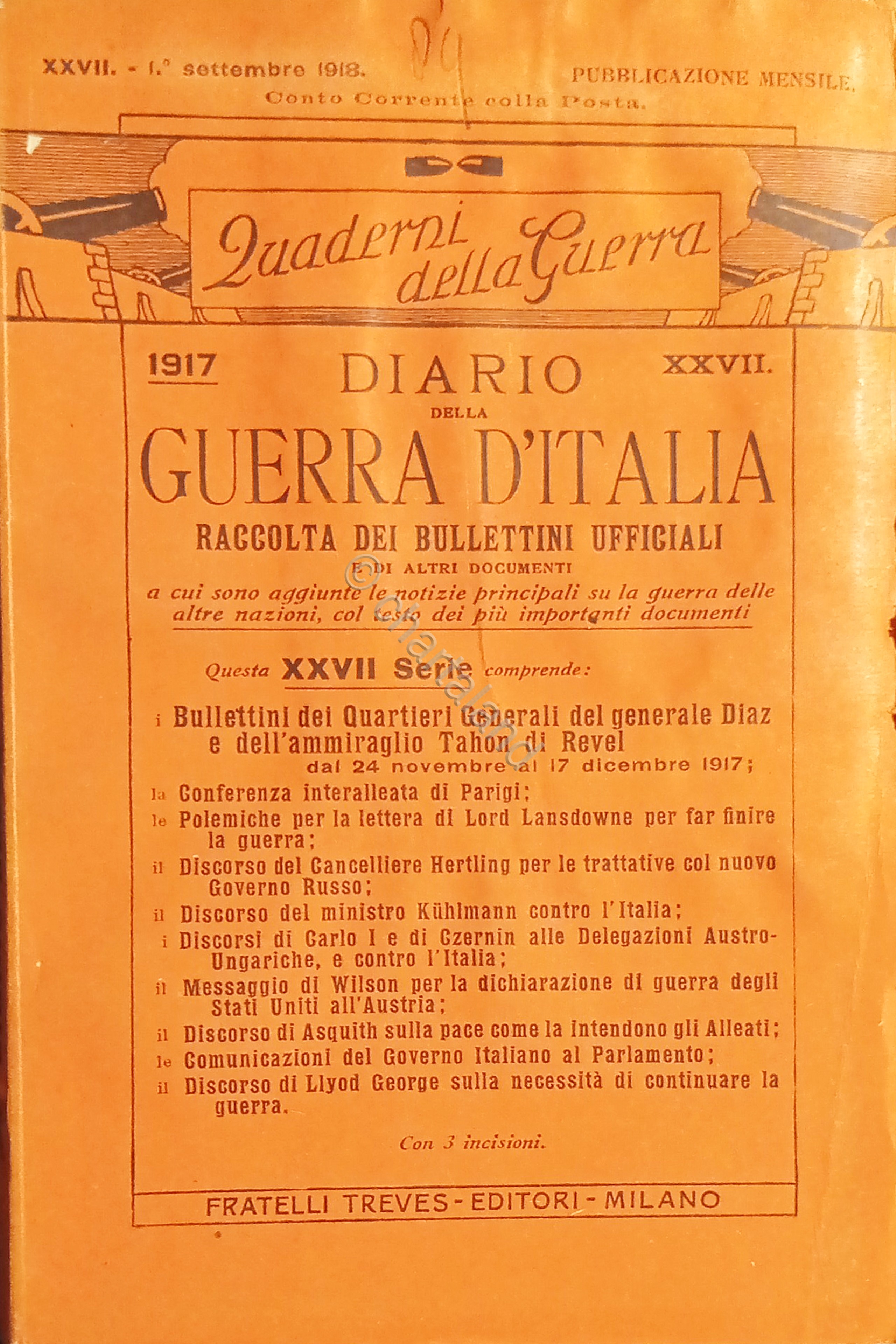 WWI Diario Guerra d'Italia - Raccolta dei Bollettini Ufficiali N. …