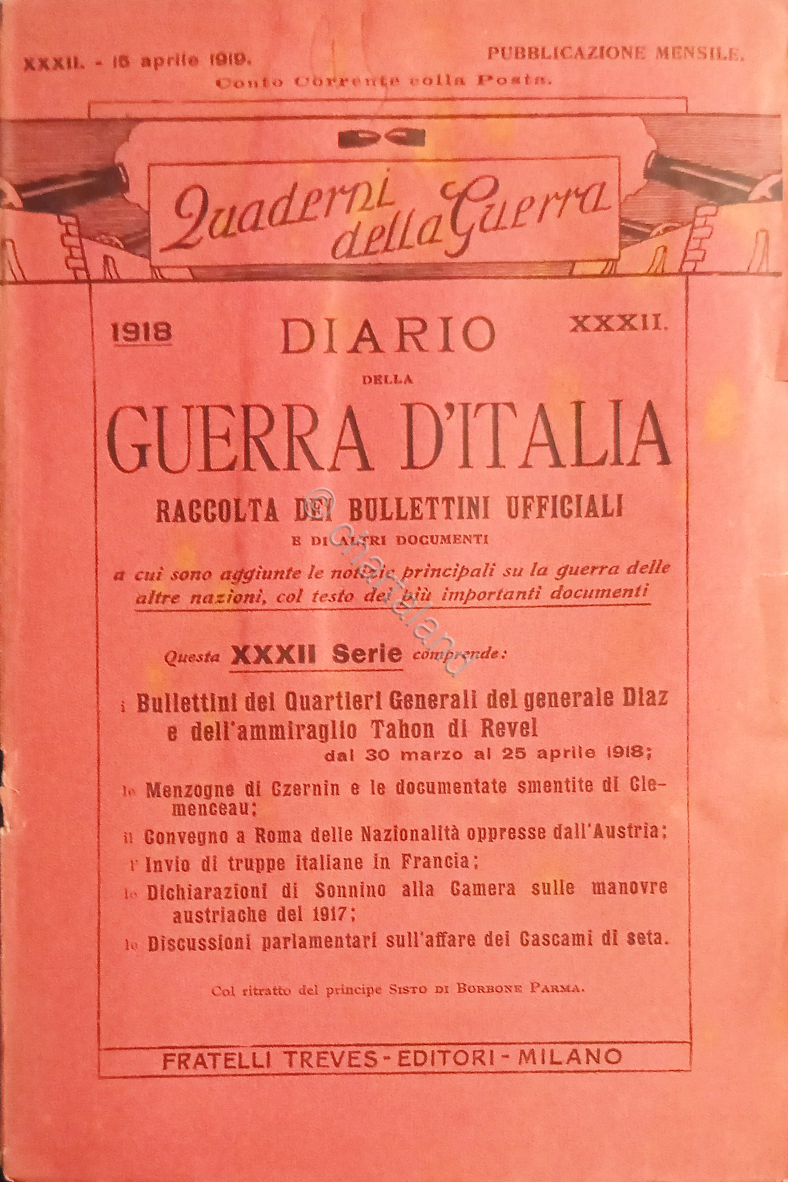 WWI Diario Guerra d'Italia - Raccolta dei Bollettini Ufficiali N. …