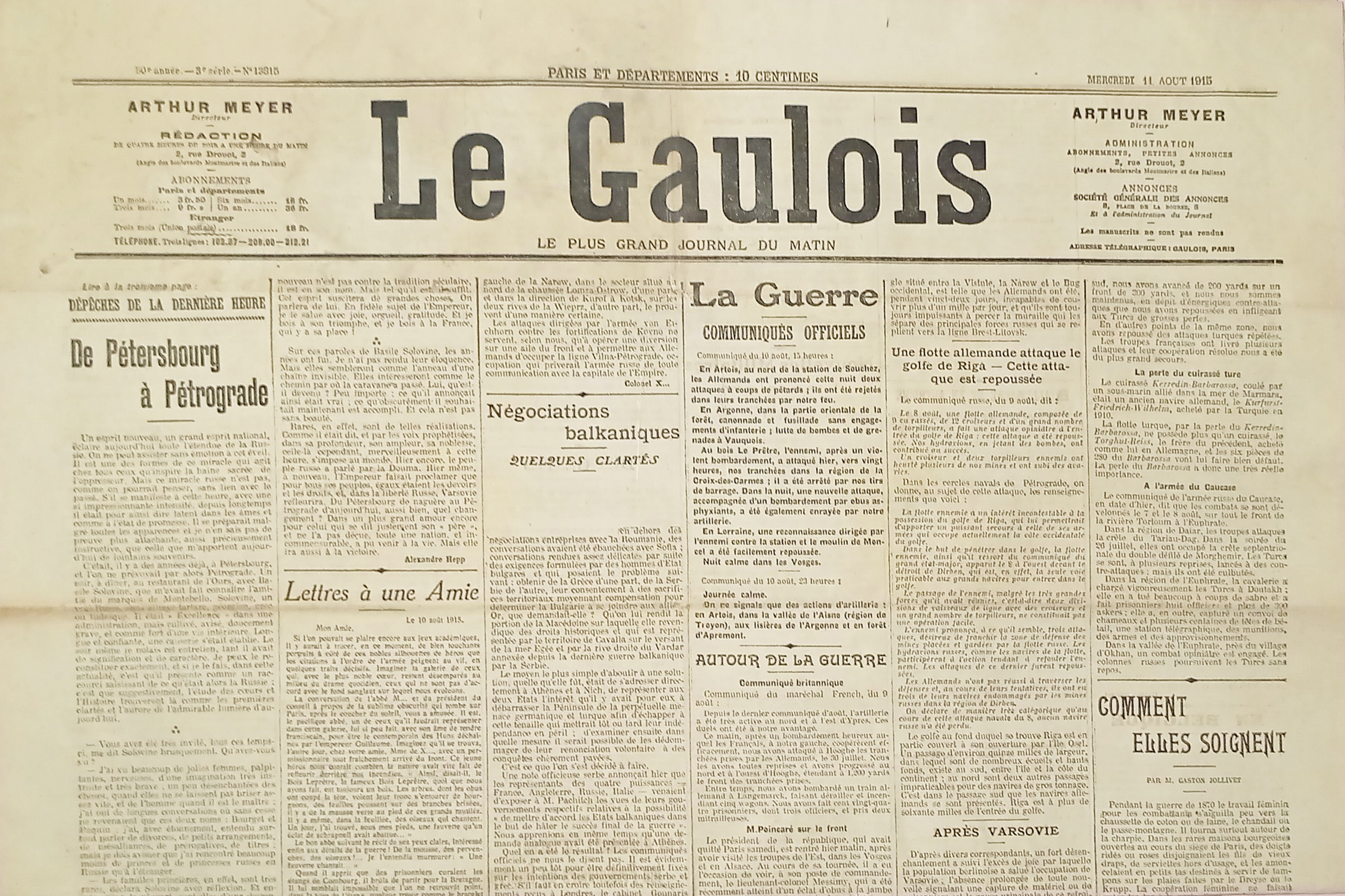 WWI Le Plus Grand Journal - Le Gaulois N. 13815 …