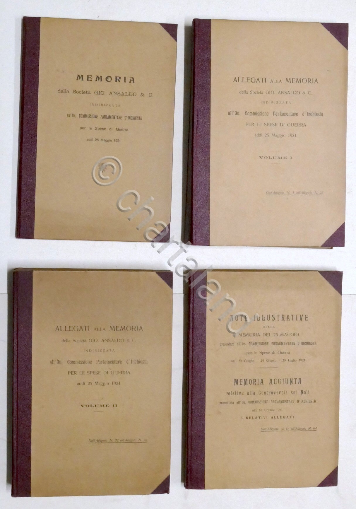 WWI Memoria Società Ansaldo - Commissione d'Inchiesta per spese di …