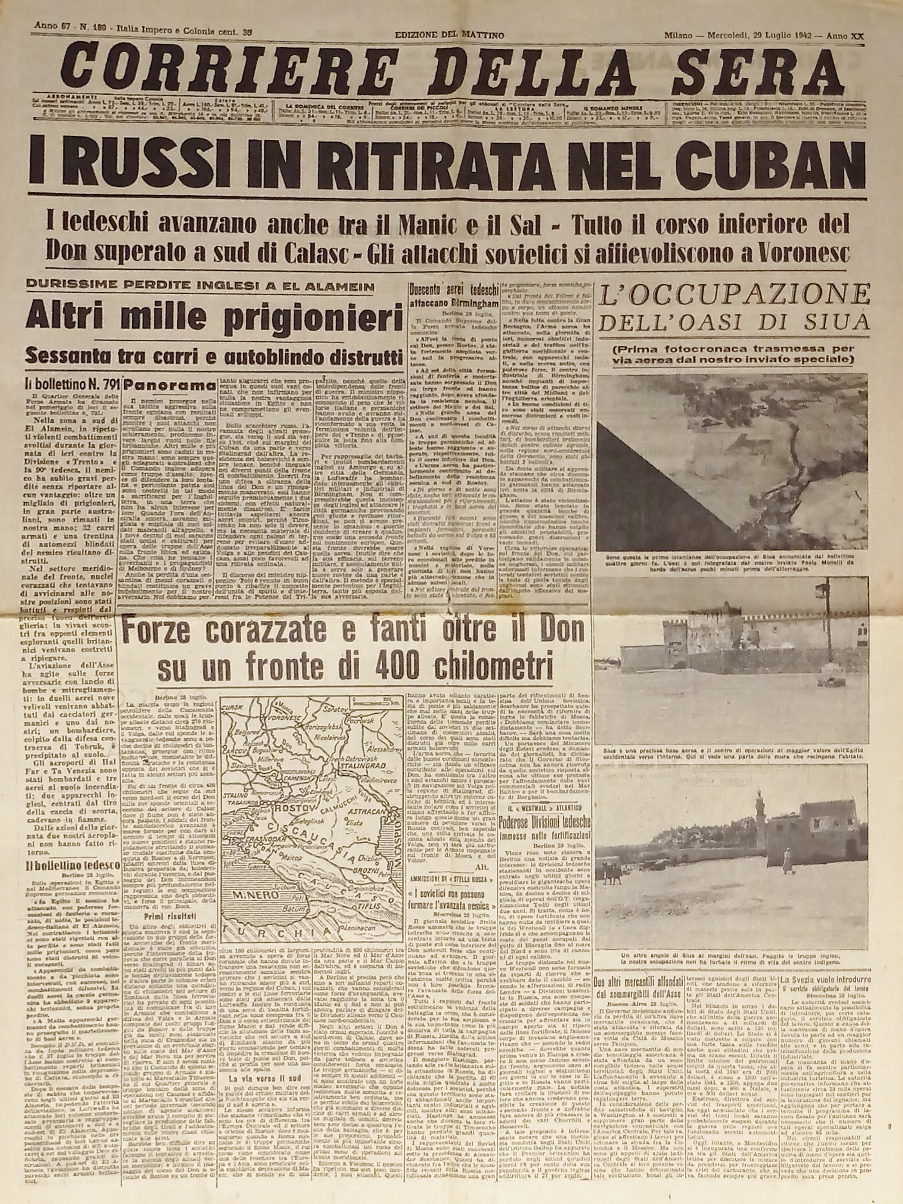 WWII - Corriere della Sera N. 180 - 1942 Russi …