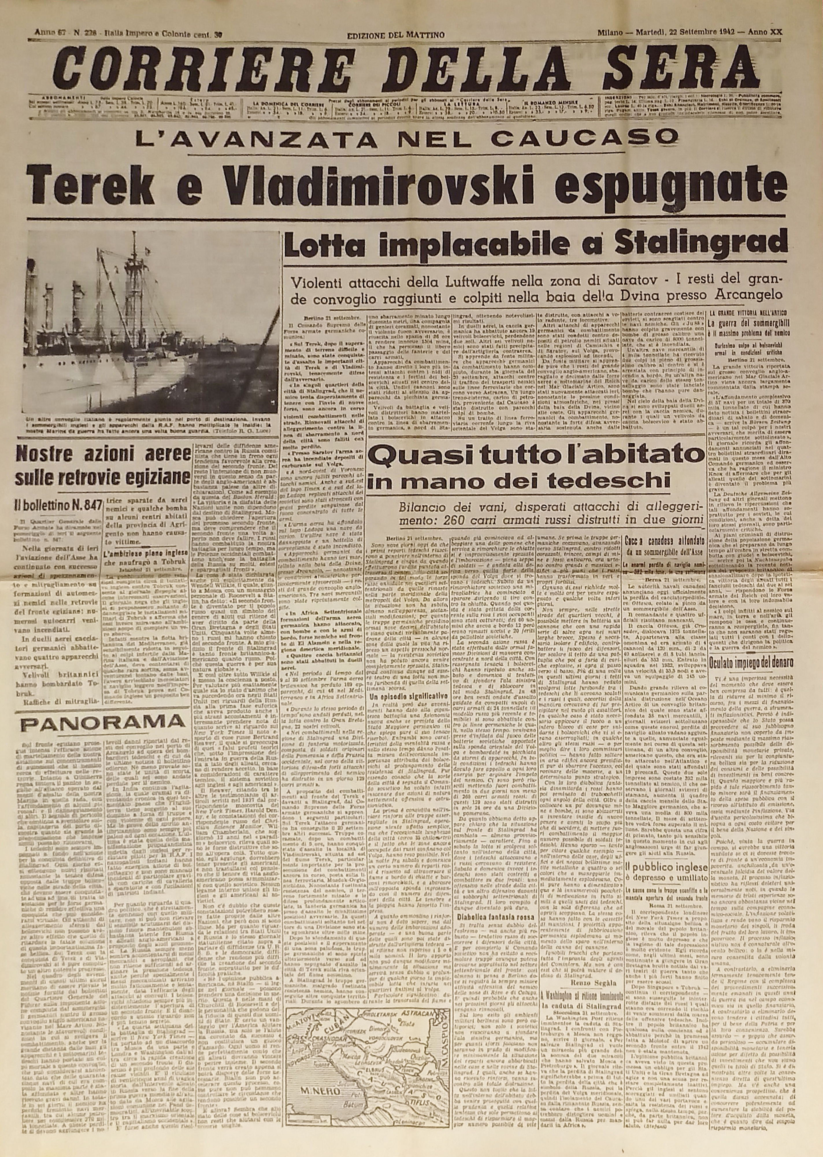 WWII - Corriere della Sera N. 226 - 1942 Tarek …