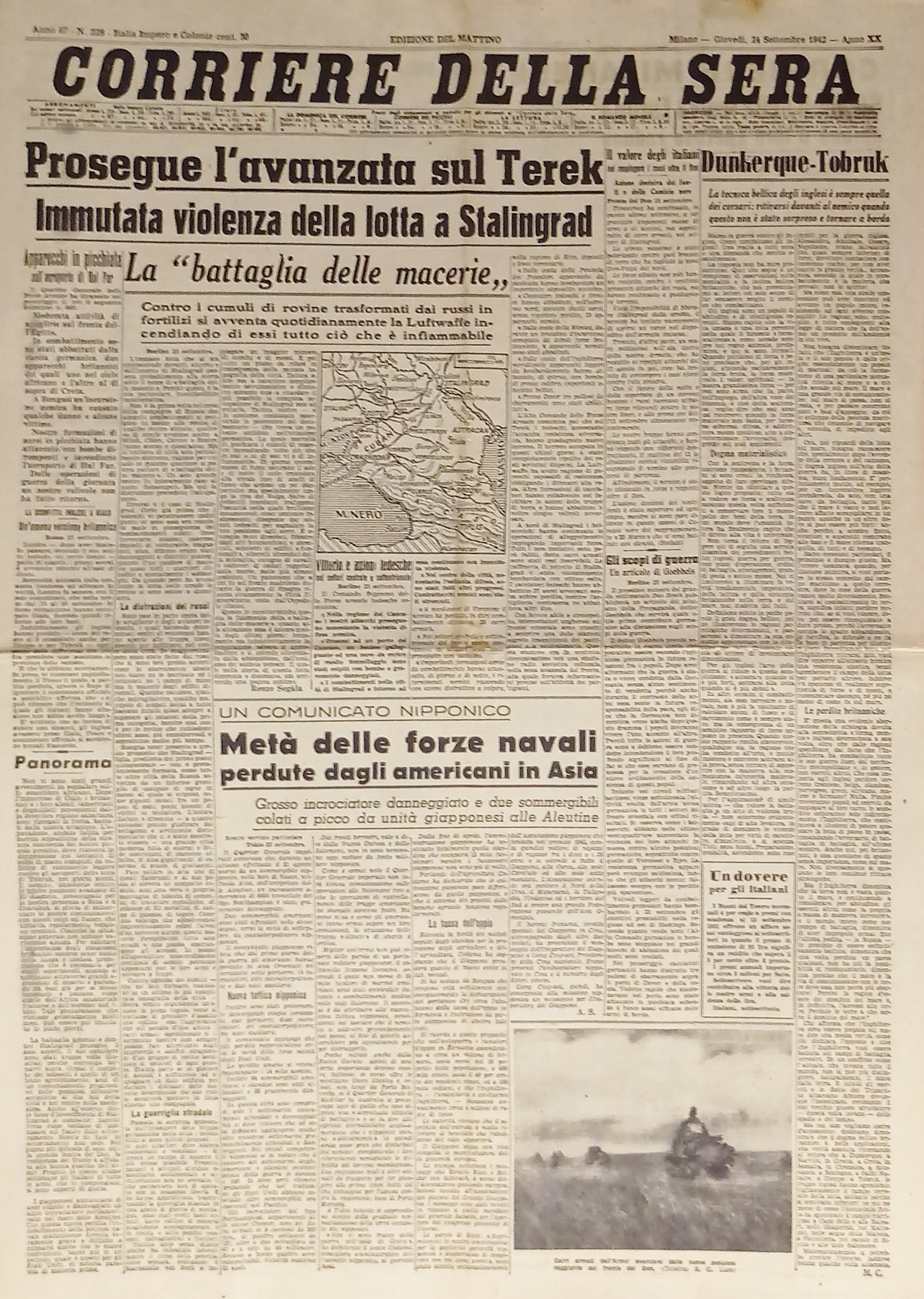 WWII - Corriere della Sera N. 228 - 1942 Prosegue …