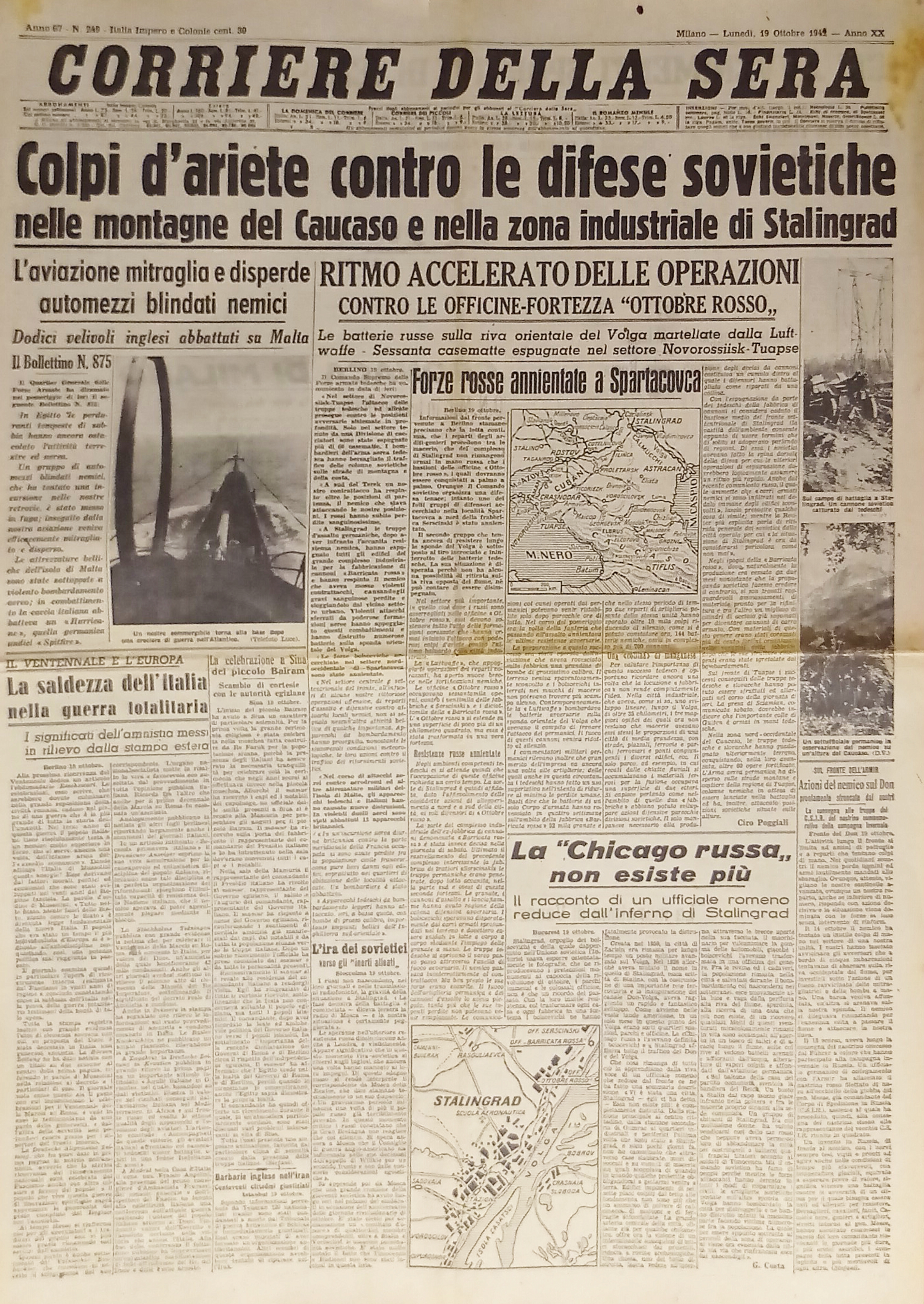 WWII - Corriere della Sera N. 249 - 1942 Colpi …