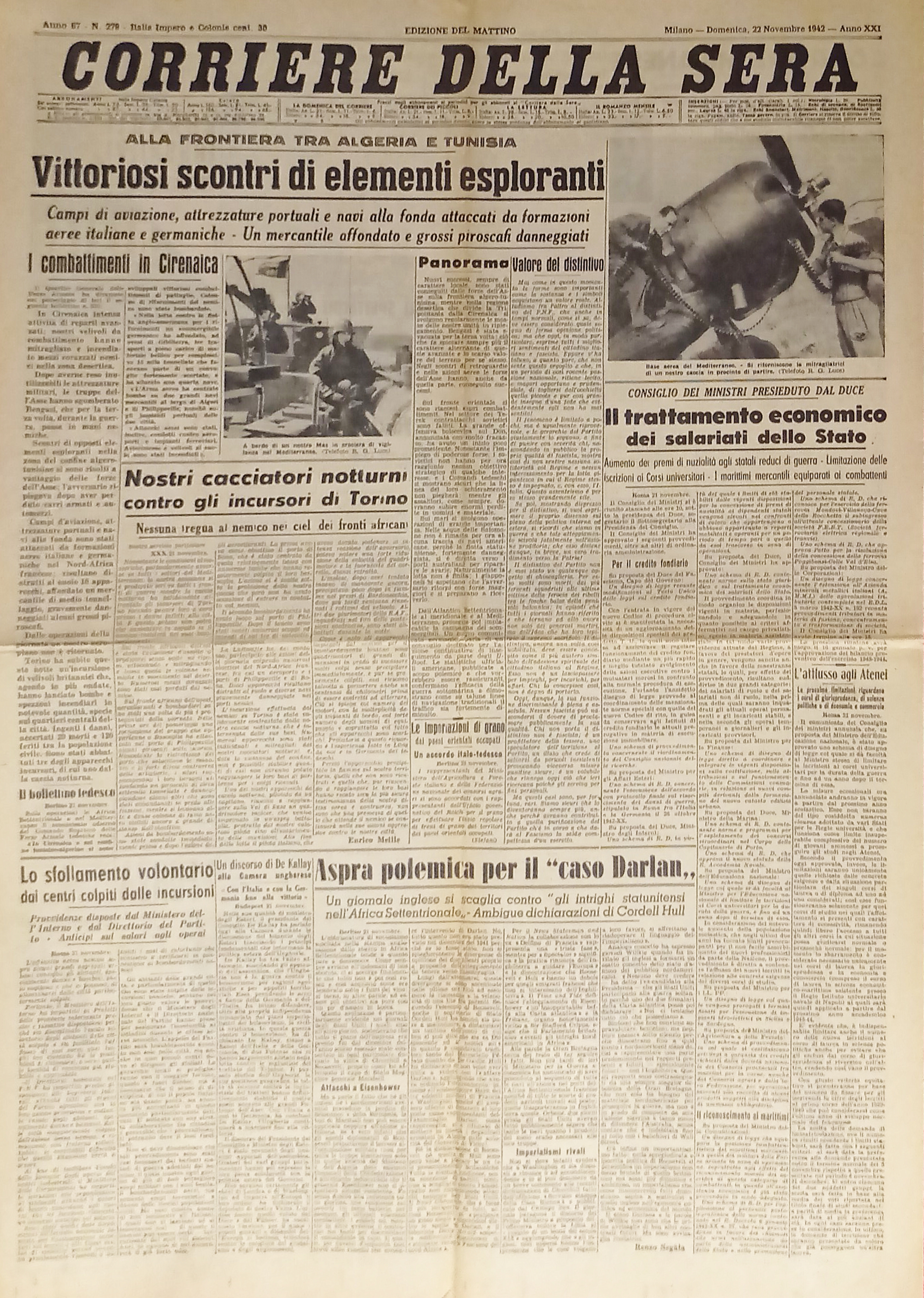 WWII - Corriere della Sera N. 279 - 1942 Alla …