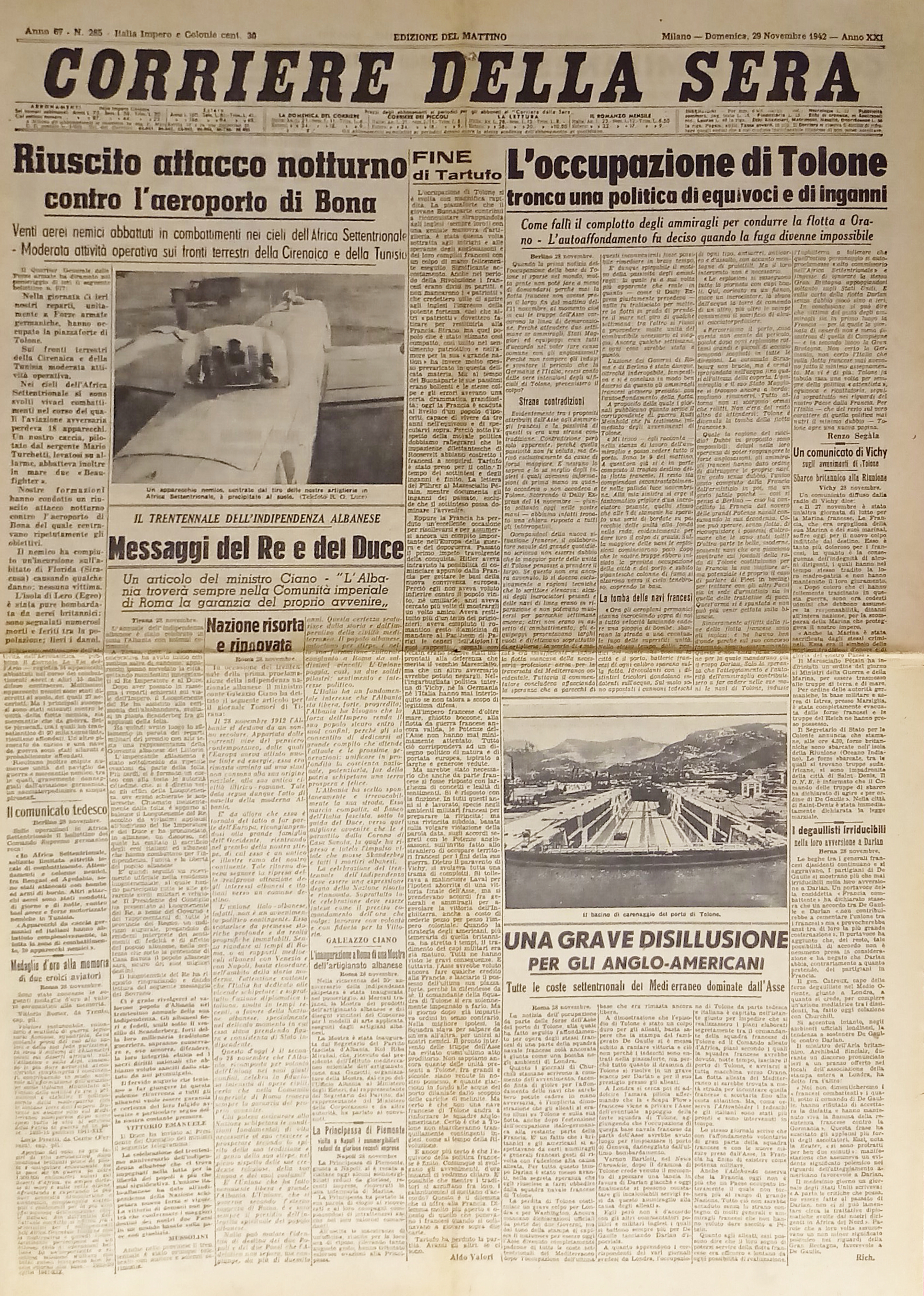 WWII - Corriere della Sera N. 285 - 1942 L'occupazione …