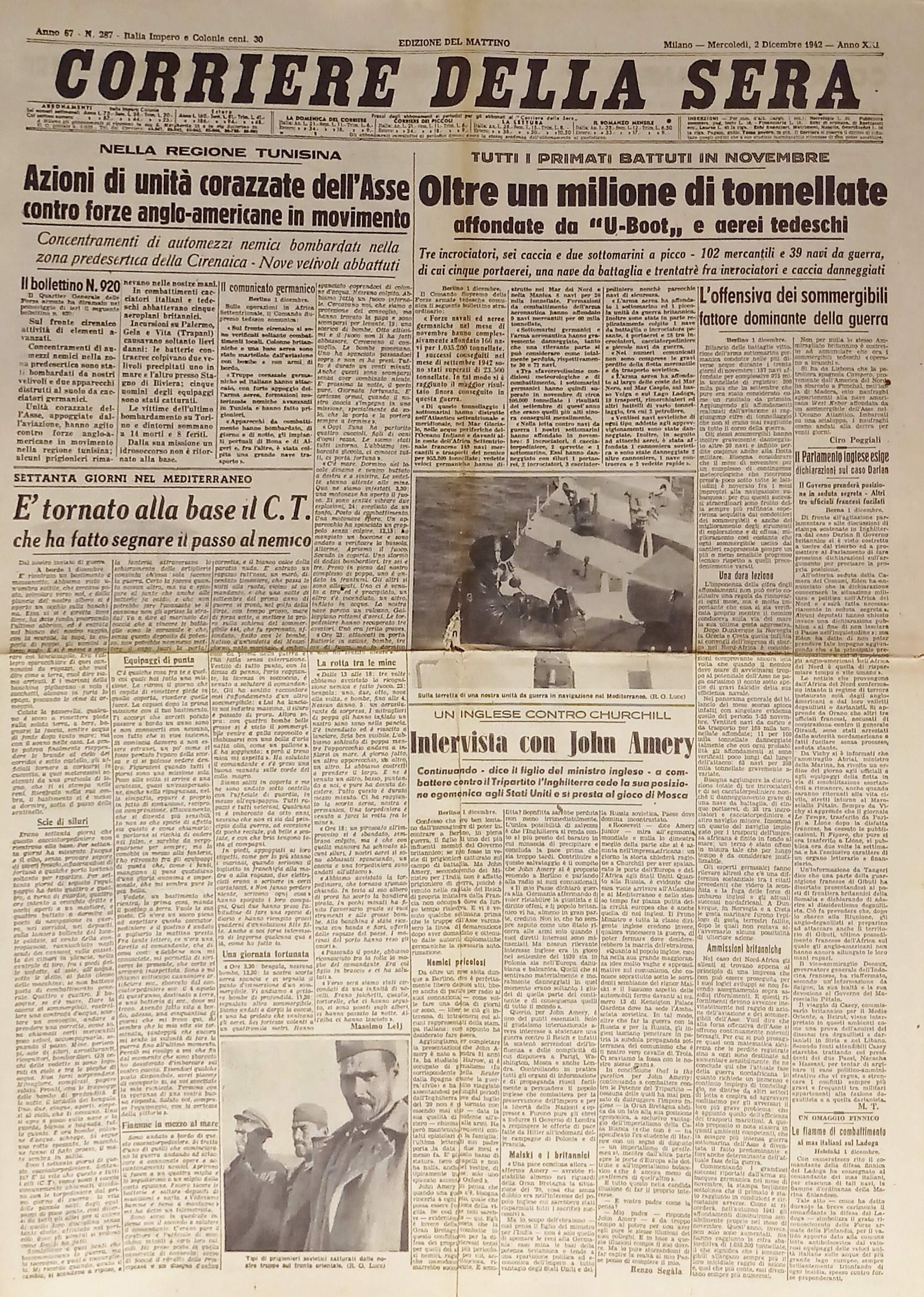 WWII - Corriere della Sera N. 287 - 1942 Nella …