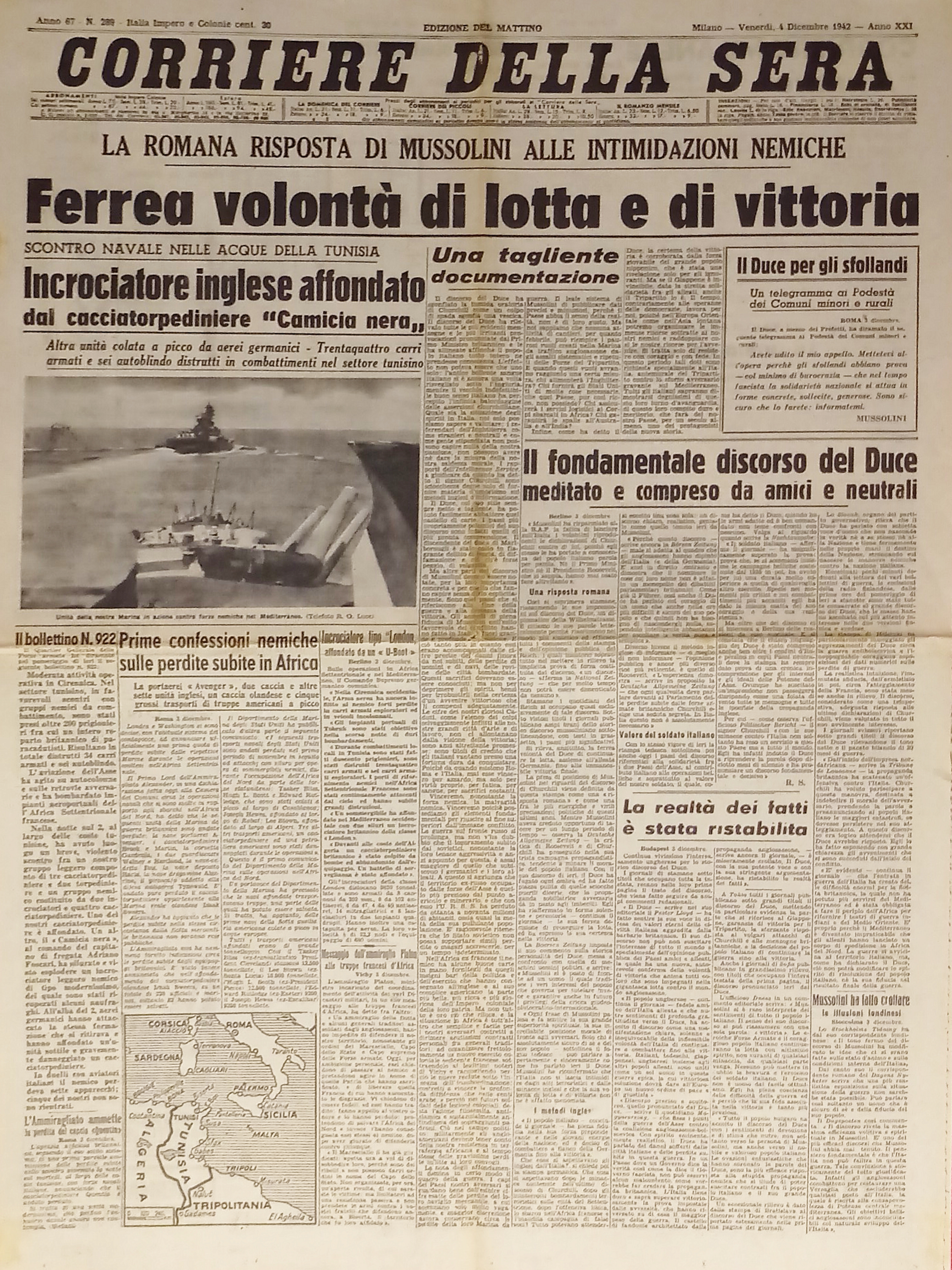 WWII - Corriere della Sera N. 289 - 1942 Ferrea …