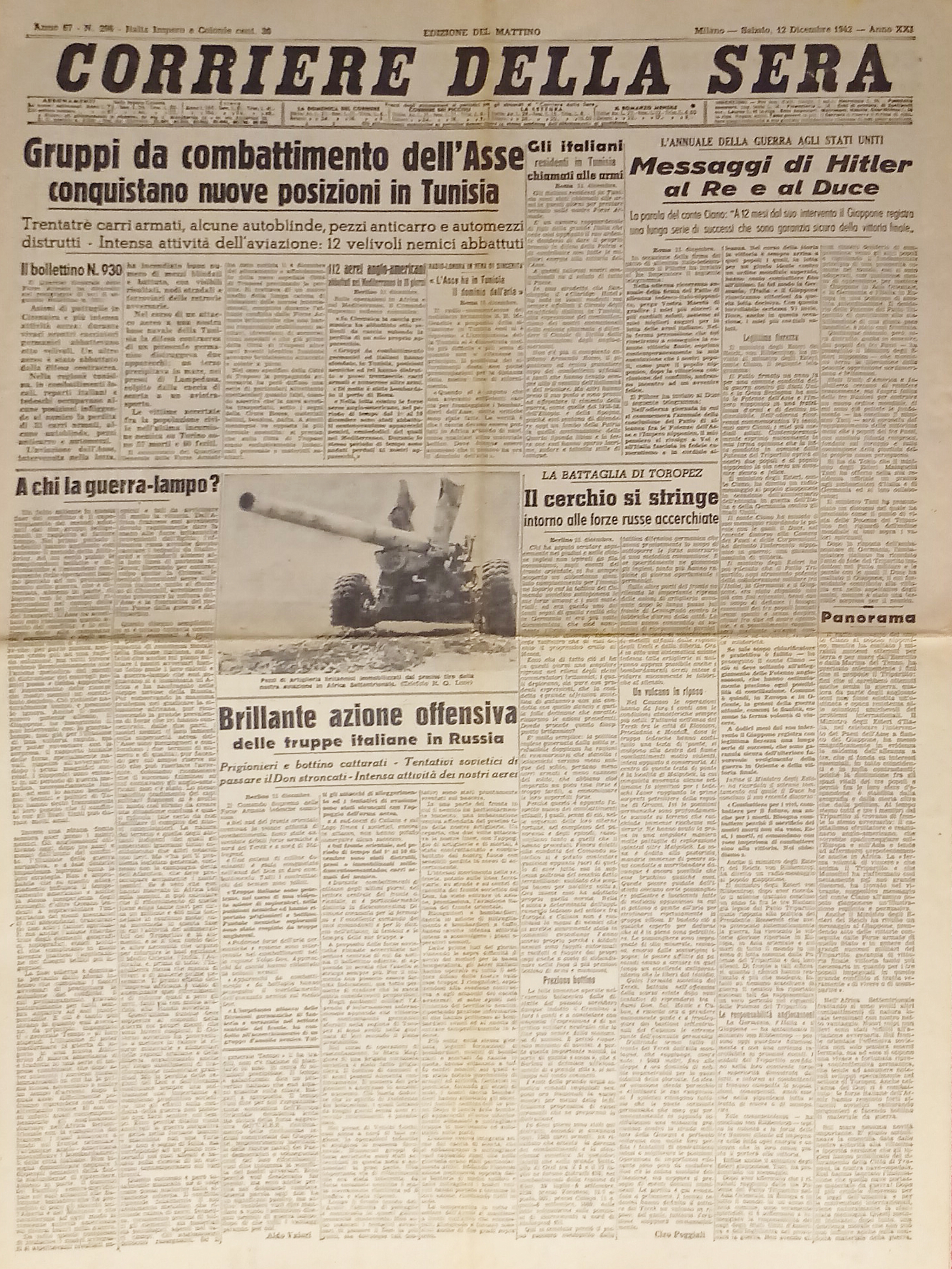 WWII - Corriere della Sera N. 296 - 1942 Messaggi …