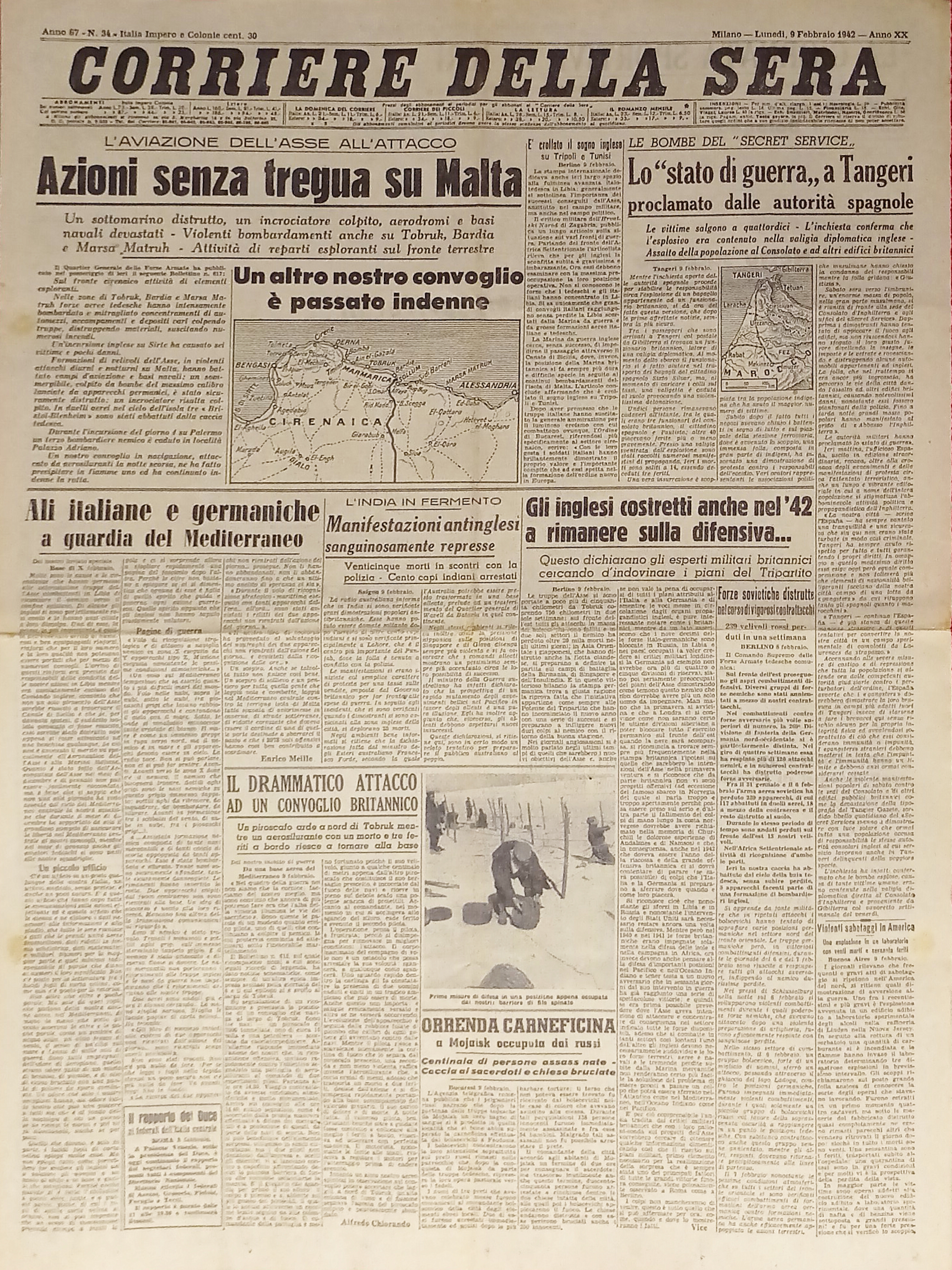 WWII - Corriere della Sera N. 34 - 1942 Azioni …