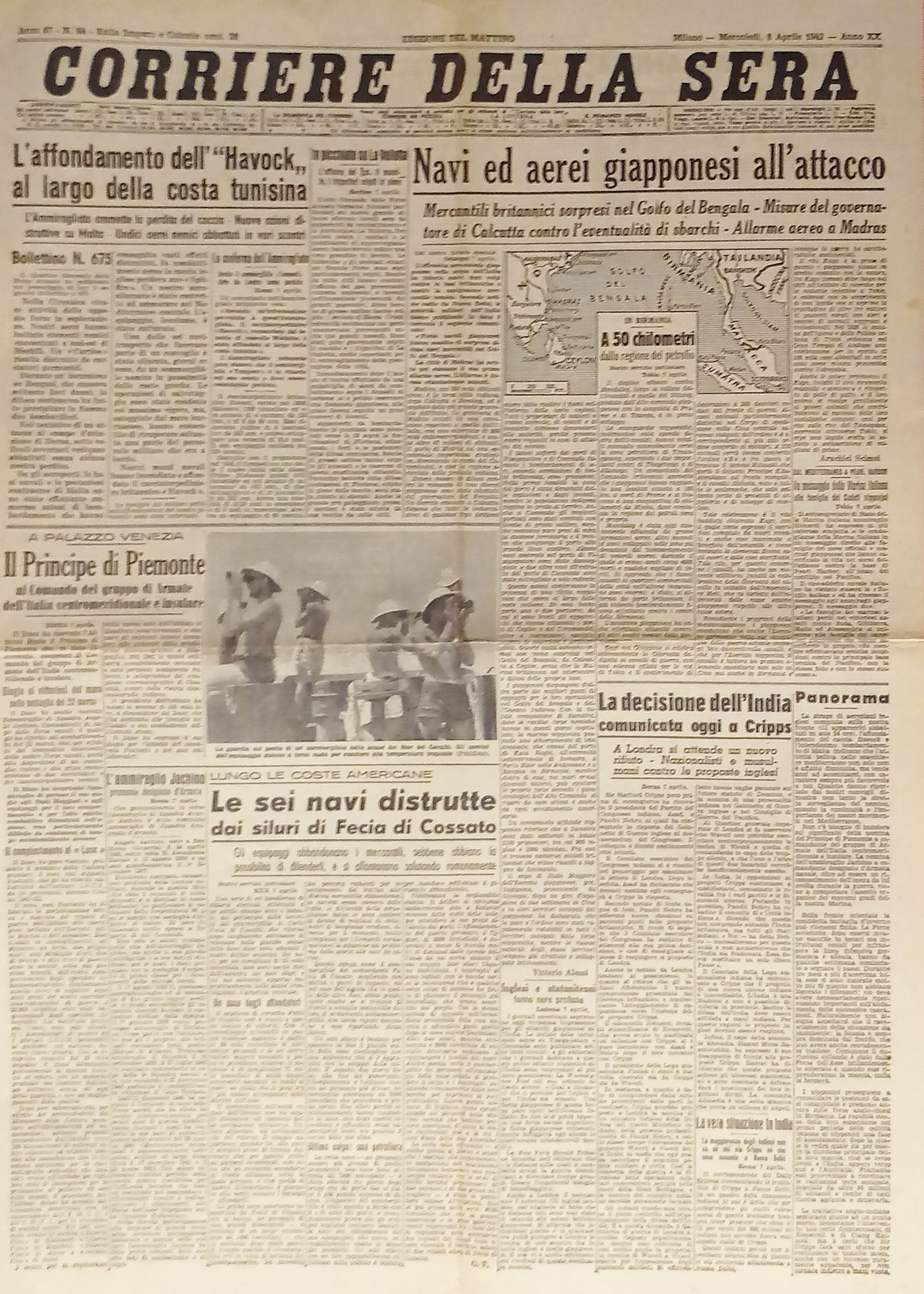 WWII - Corriere della Sera N. 84 - 1942 Navi …