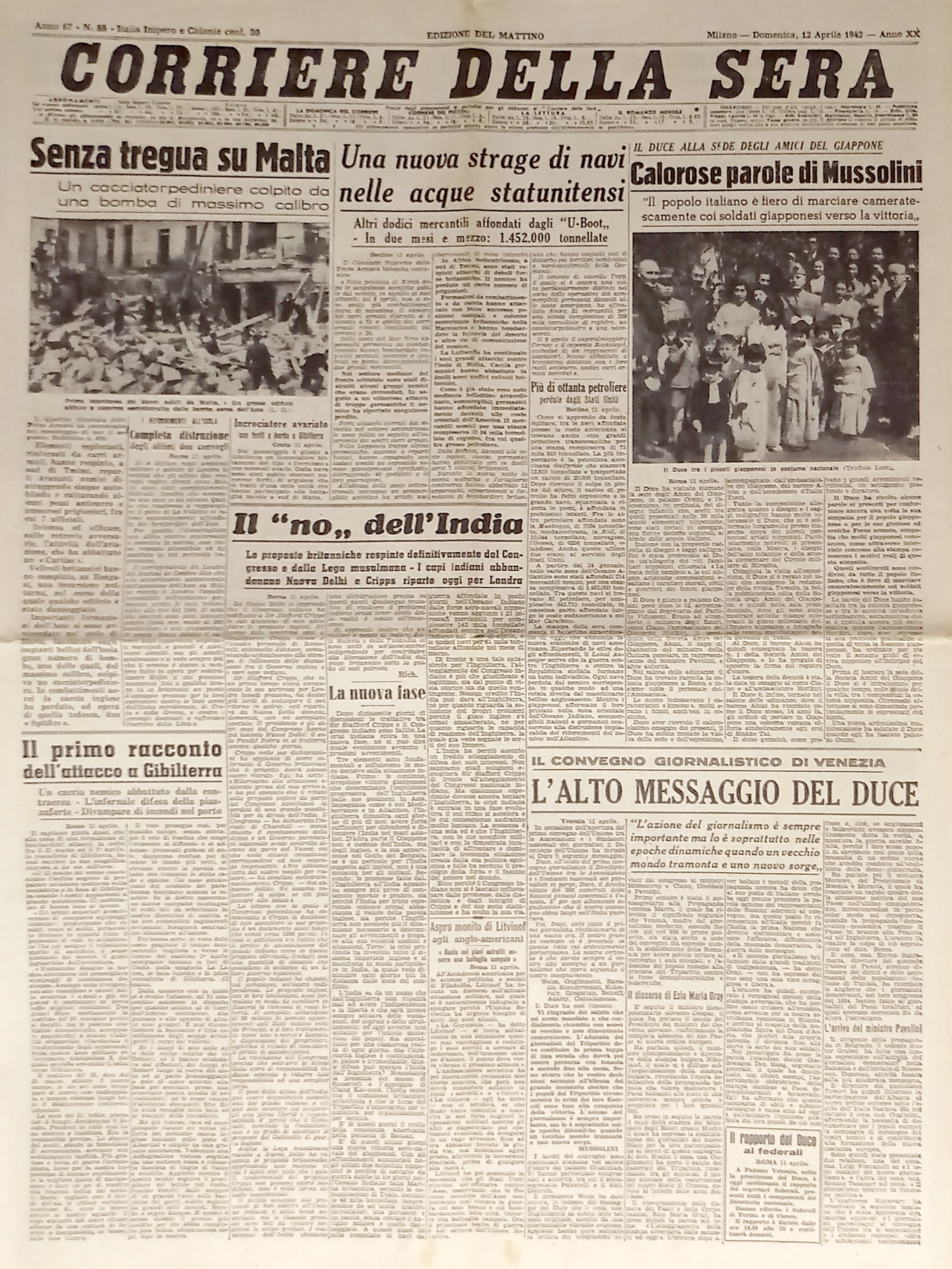 WWII - Corriere della Sera N. 88 - 1942 Ed. …