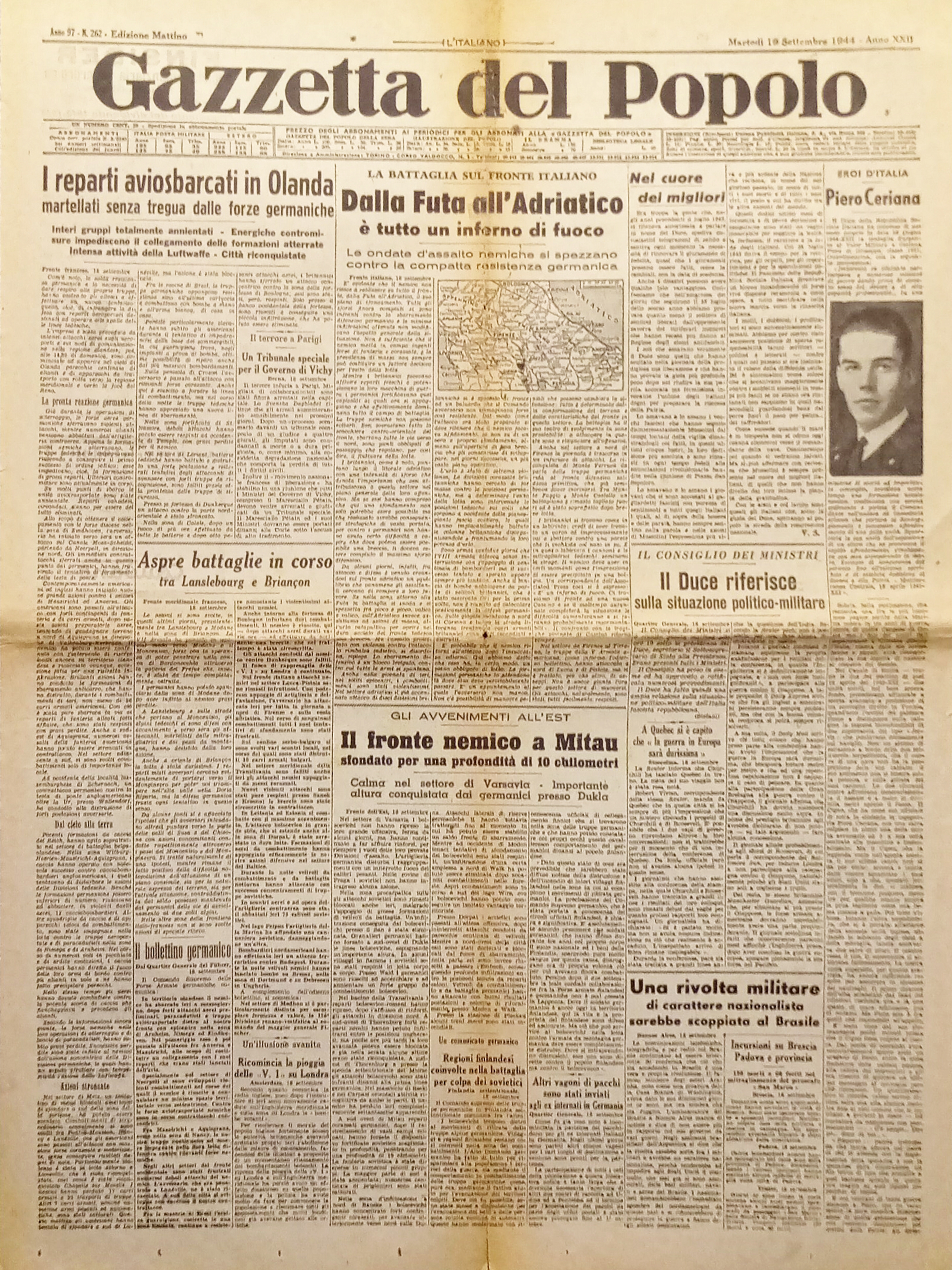WWII - Gazzetta del Popolo N. 262 - 1944 Dalla …