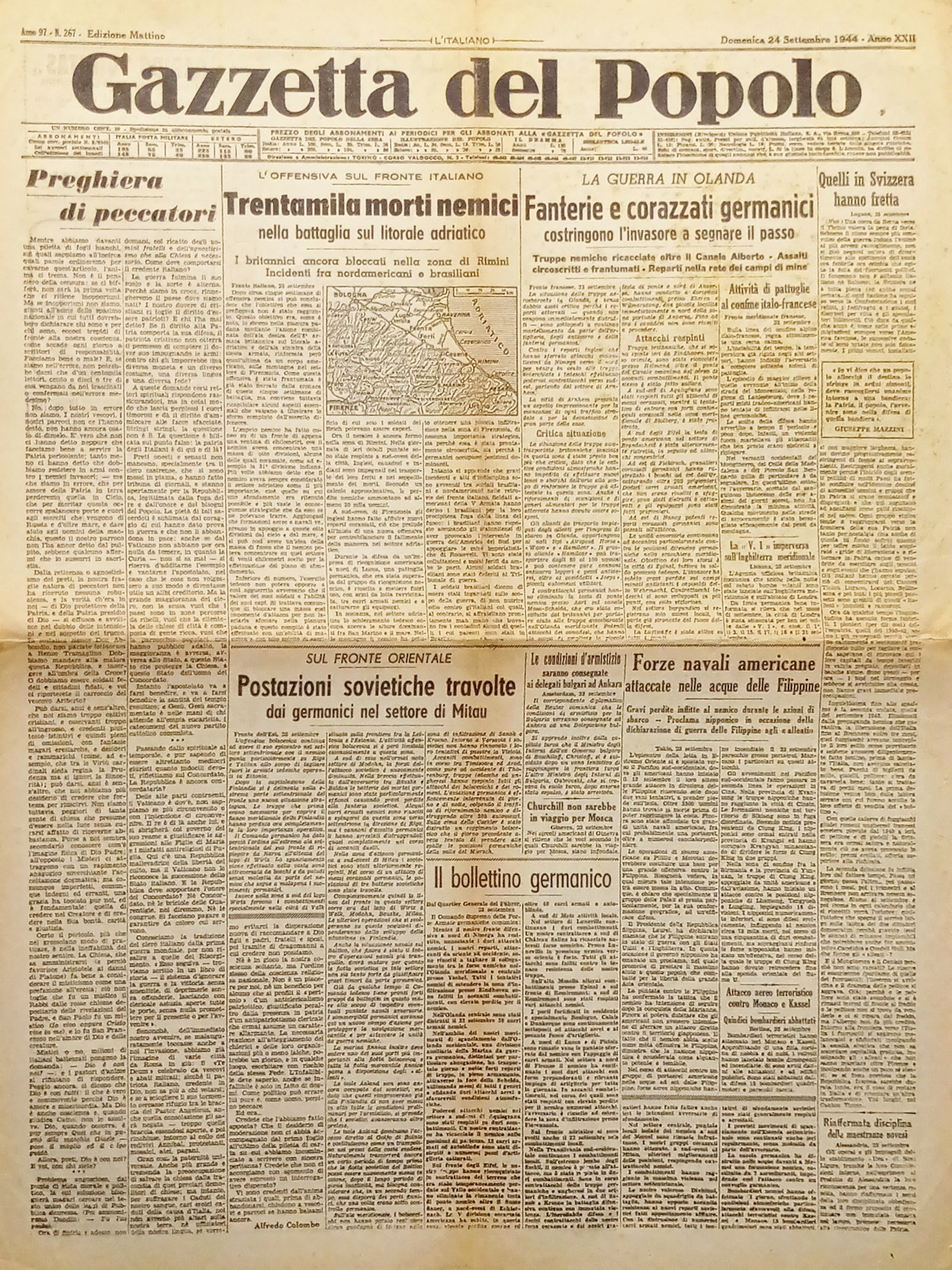WWII - Gazzetta del Popolo N. 267 - 1944 Trentamila …