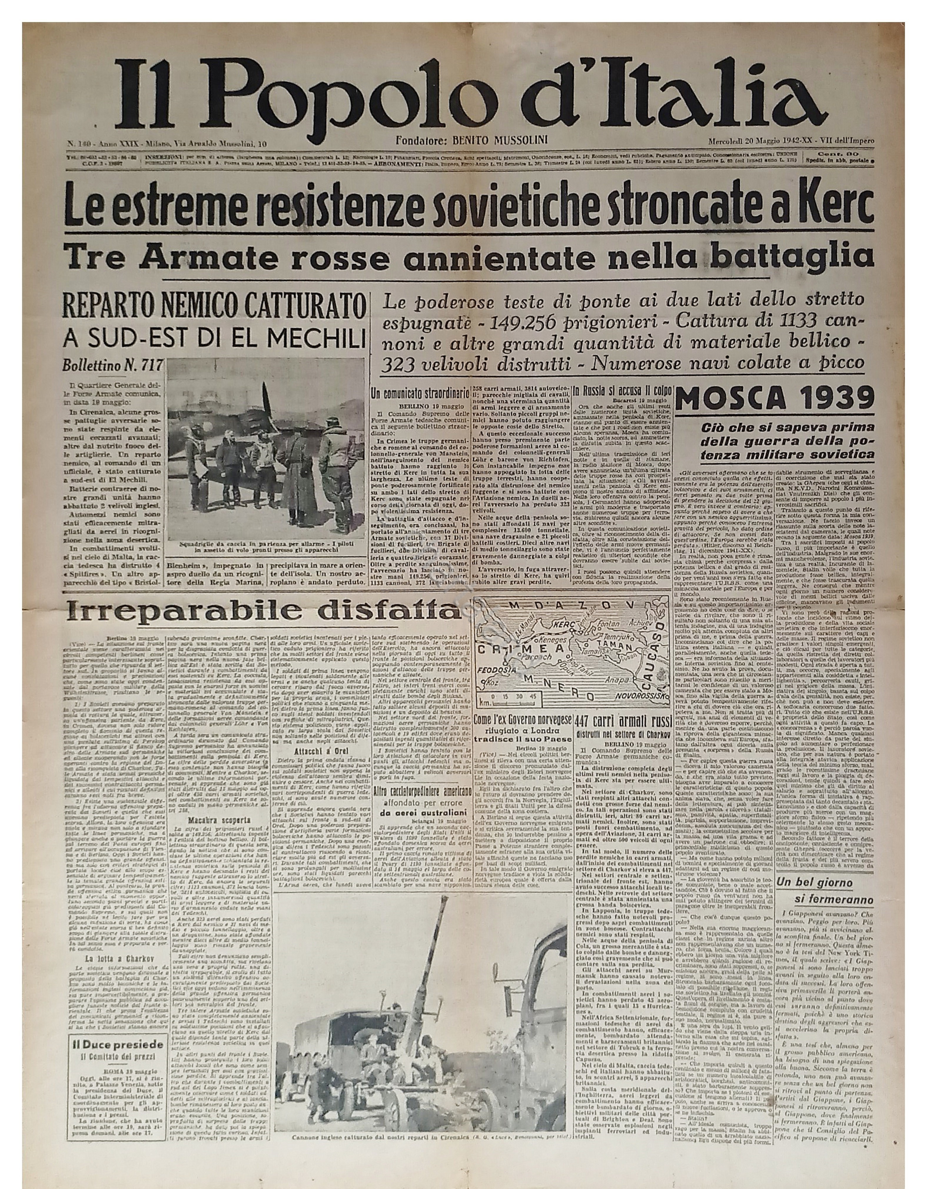 WWII - Il Popolo d'Italia N. 140 - 1942 Resistenze …
