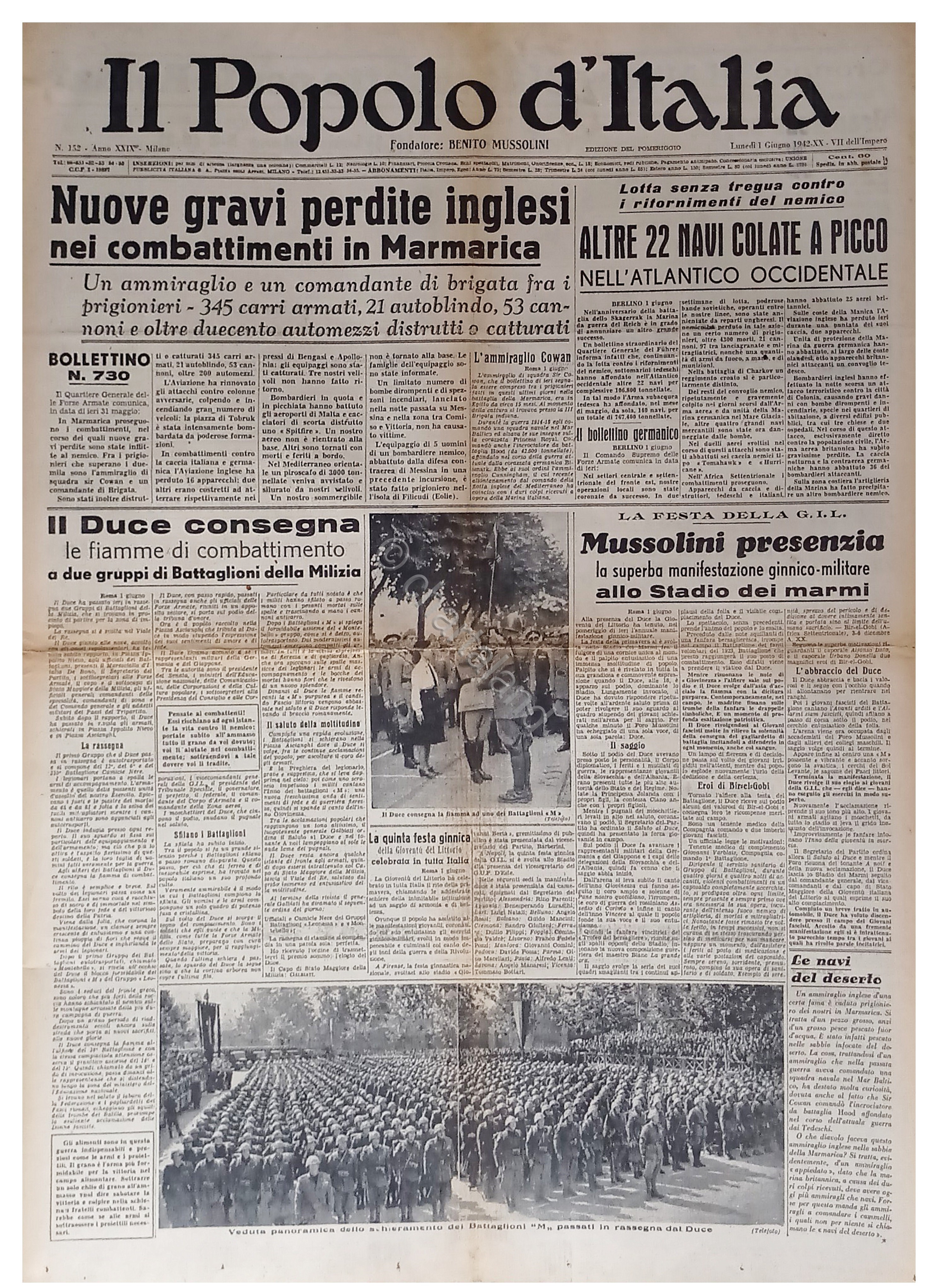WWII - Il Popolo d'Italia N. 152 - 1942 Nuove …