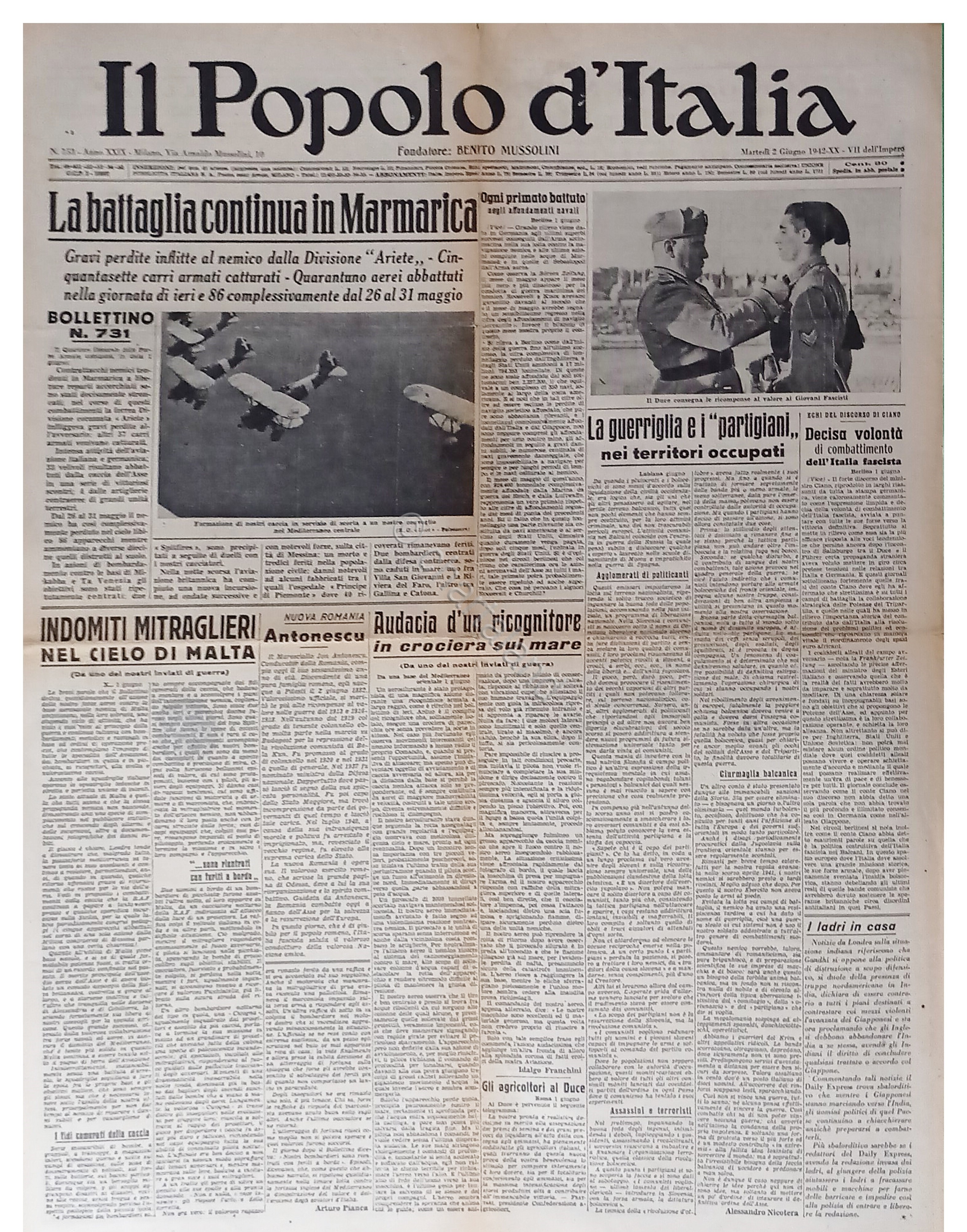 WWII - Il Popolo d'Italia N. 153 - 1942 La …