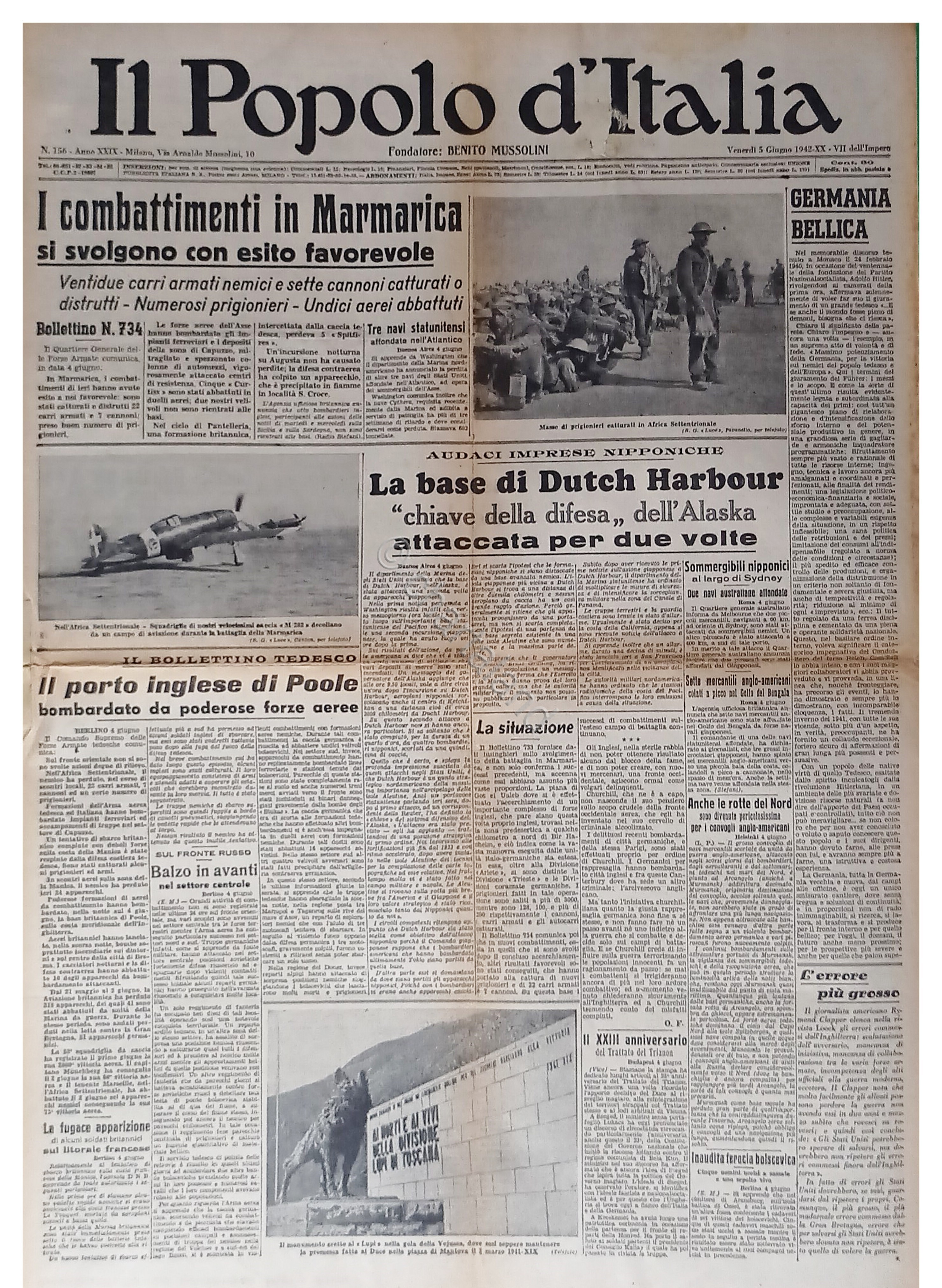 WWII - Il Popolo d'Italia N. 156 - 1942 La …