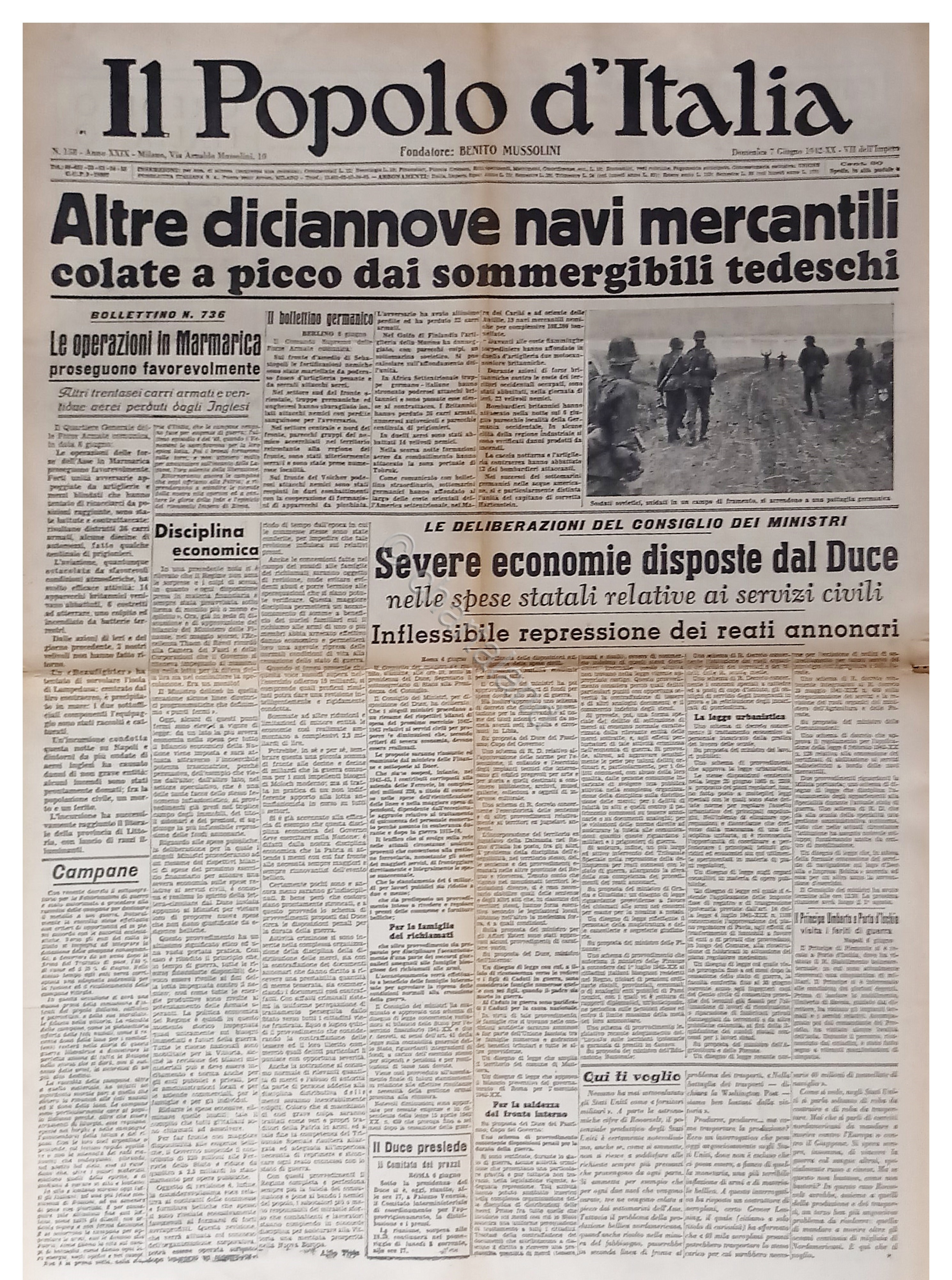WWII - Il Popolo d'Italia N. 158 - 1942 Altre …
