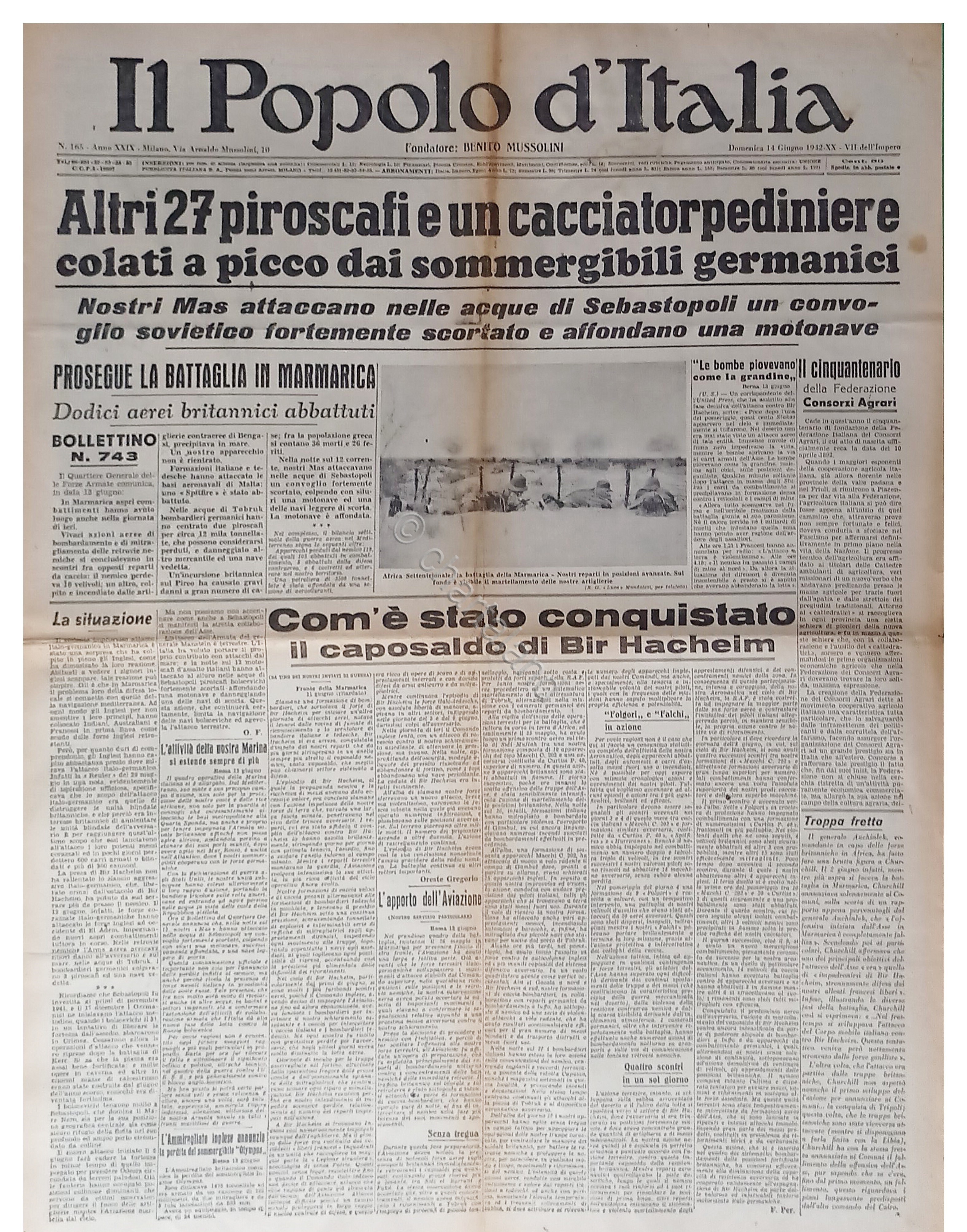 WWII - Il Popolo d'Italia N. 165 - 1942 Nostri …