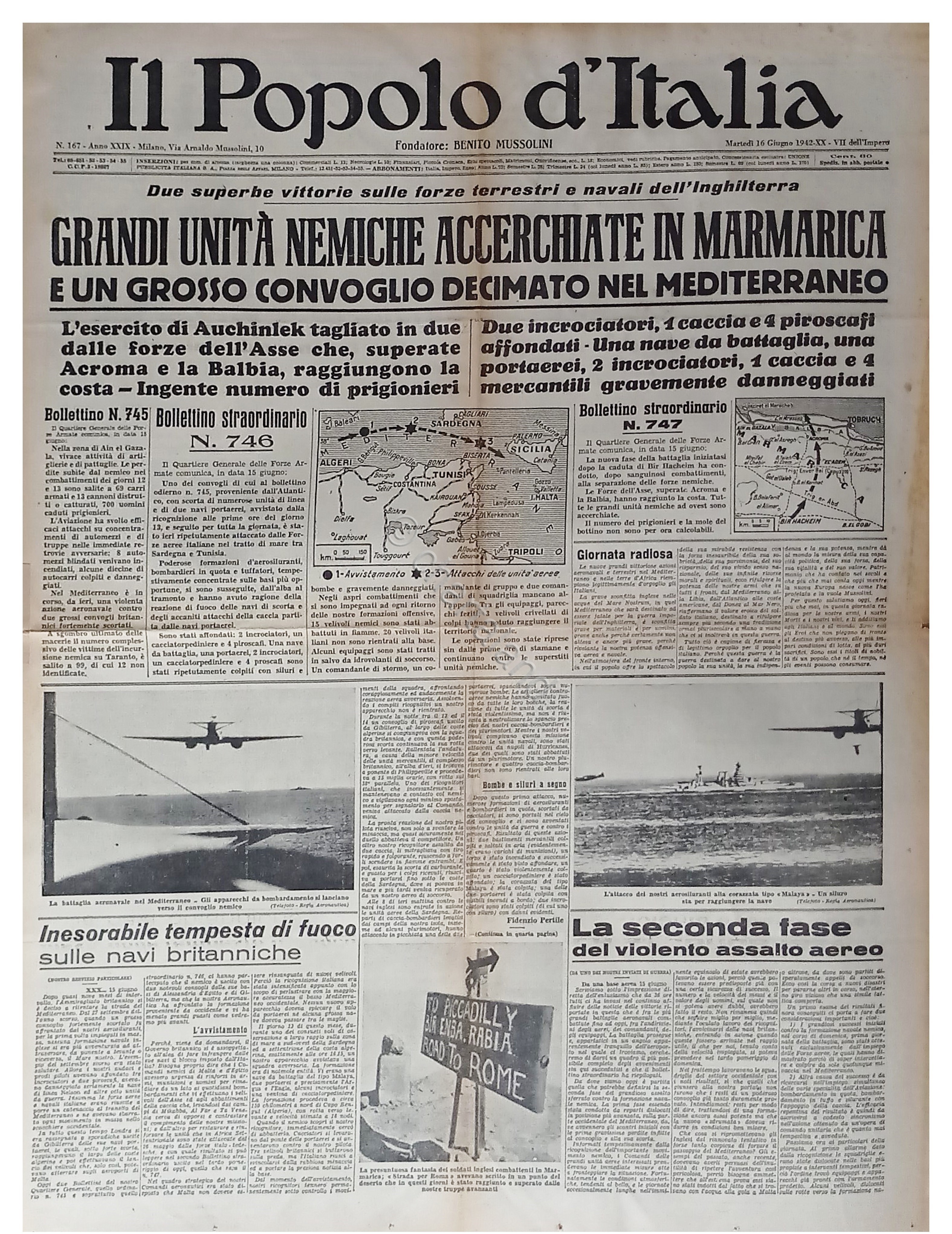 WWII - Il Popolo d'Italia N. 167 - 1942 Grandi …