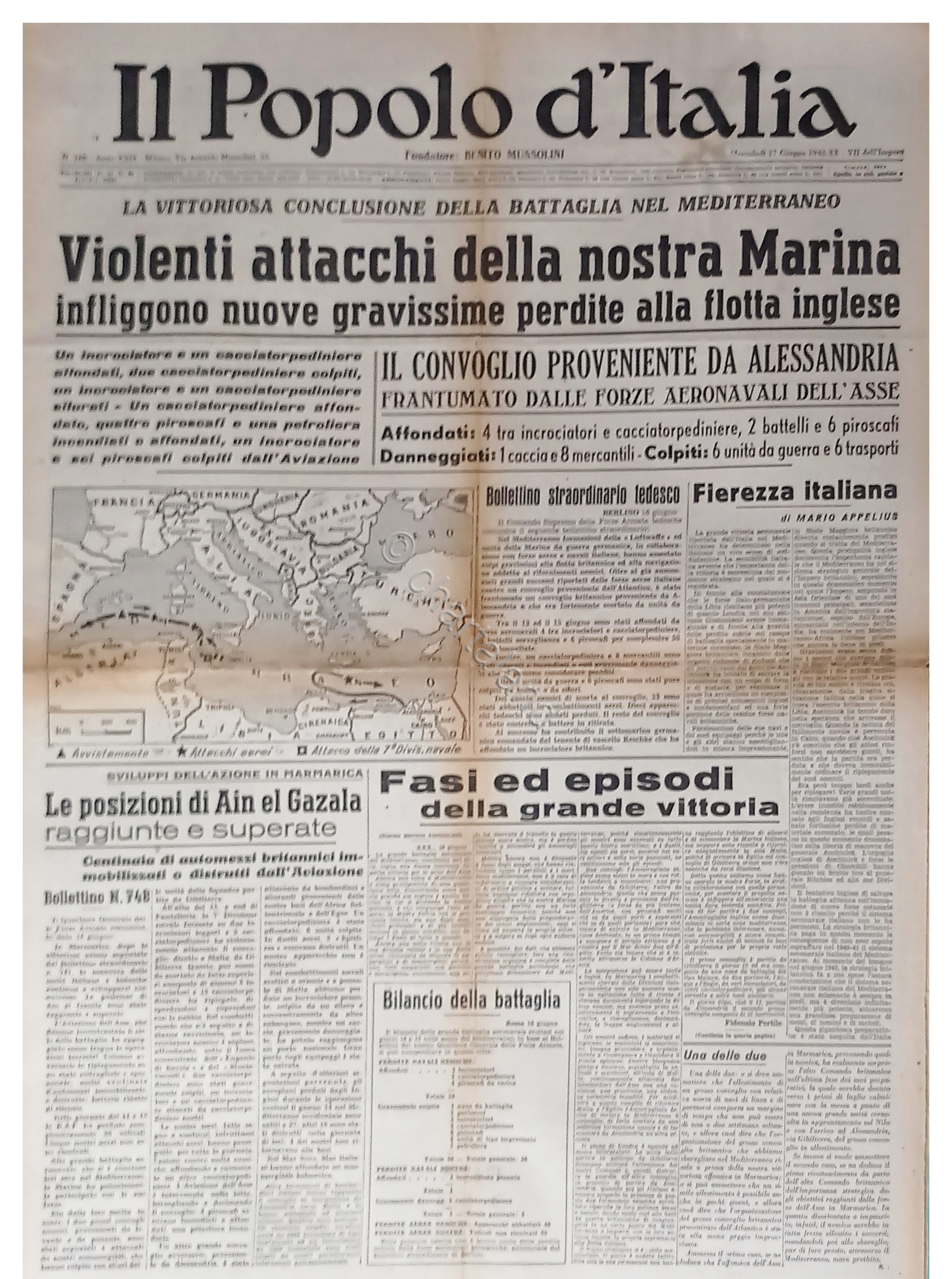 WWII - Il Popolo d'Italia N. 168 - 1942 Violenti …