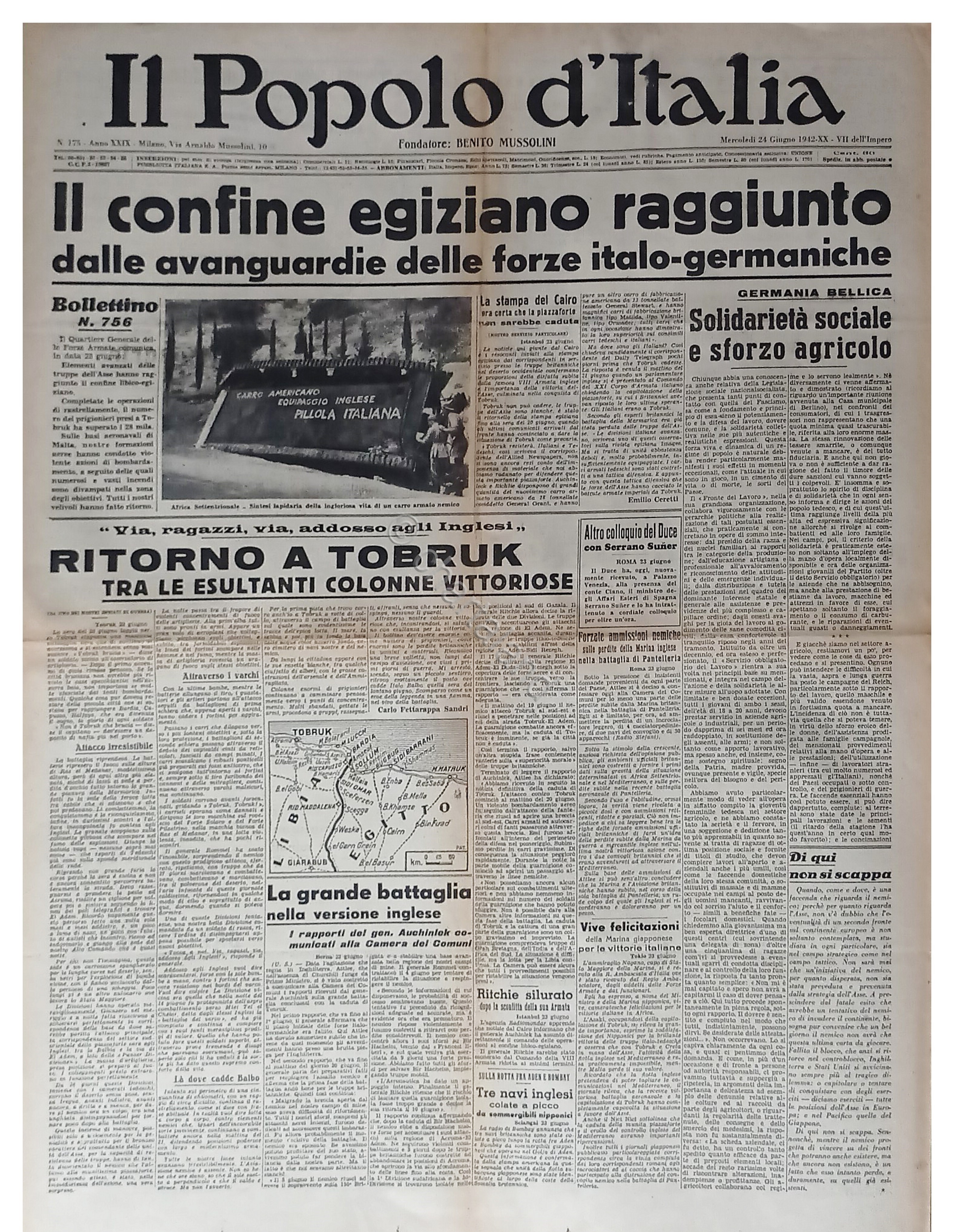 WWII - Il Popolo d'Italia N. 175 - 1942 Il …