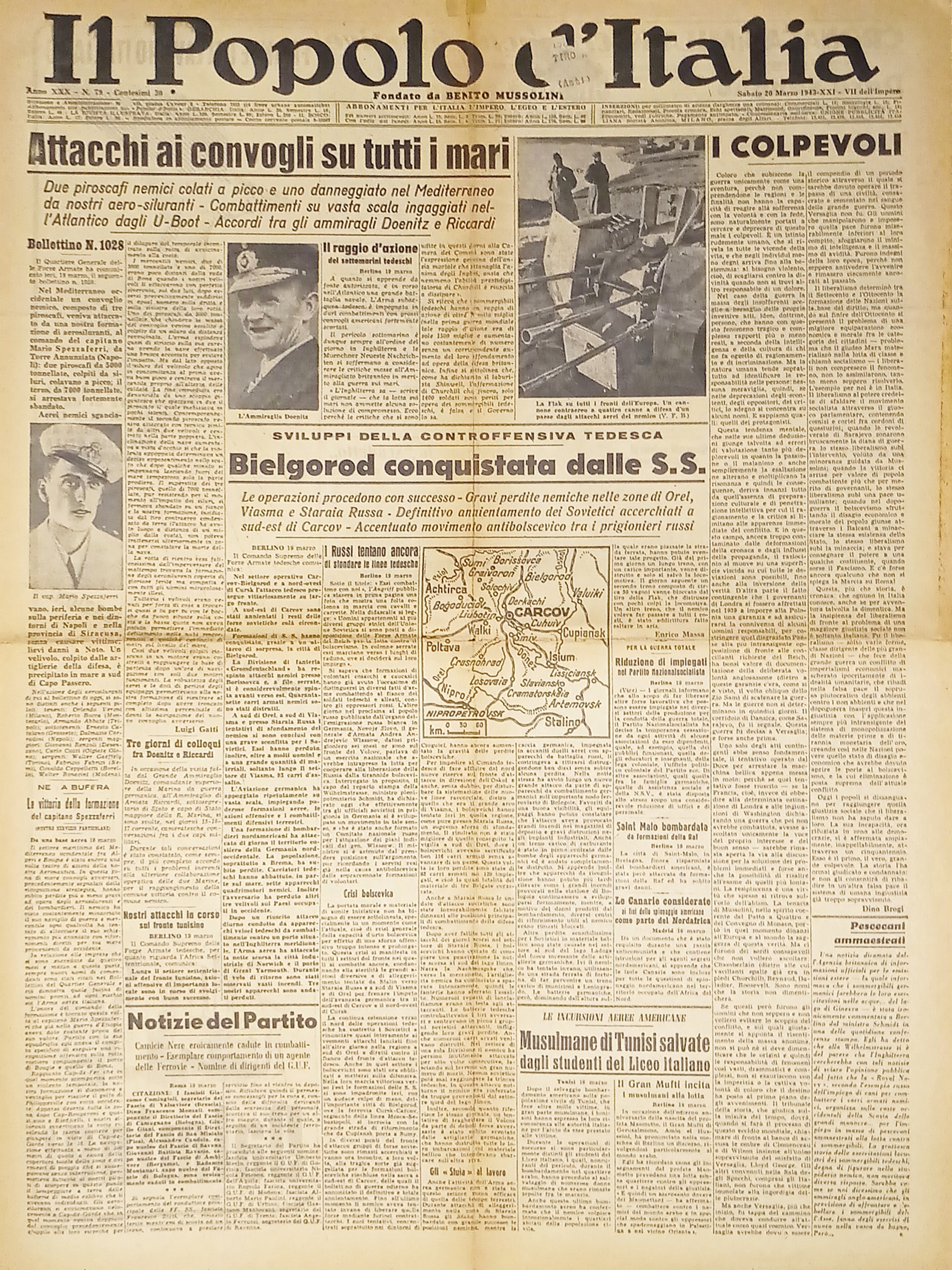 WWII - Il Popolo d'Italia N. 79 - 1943 Attacchi …