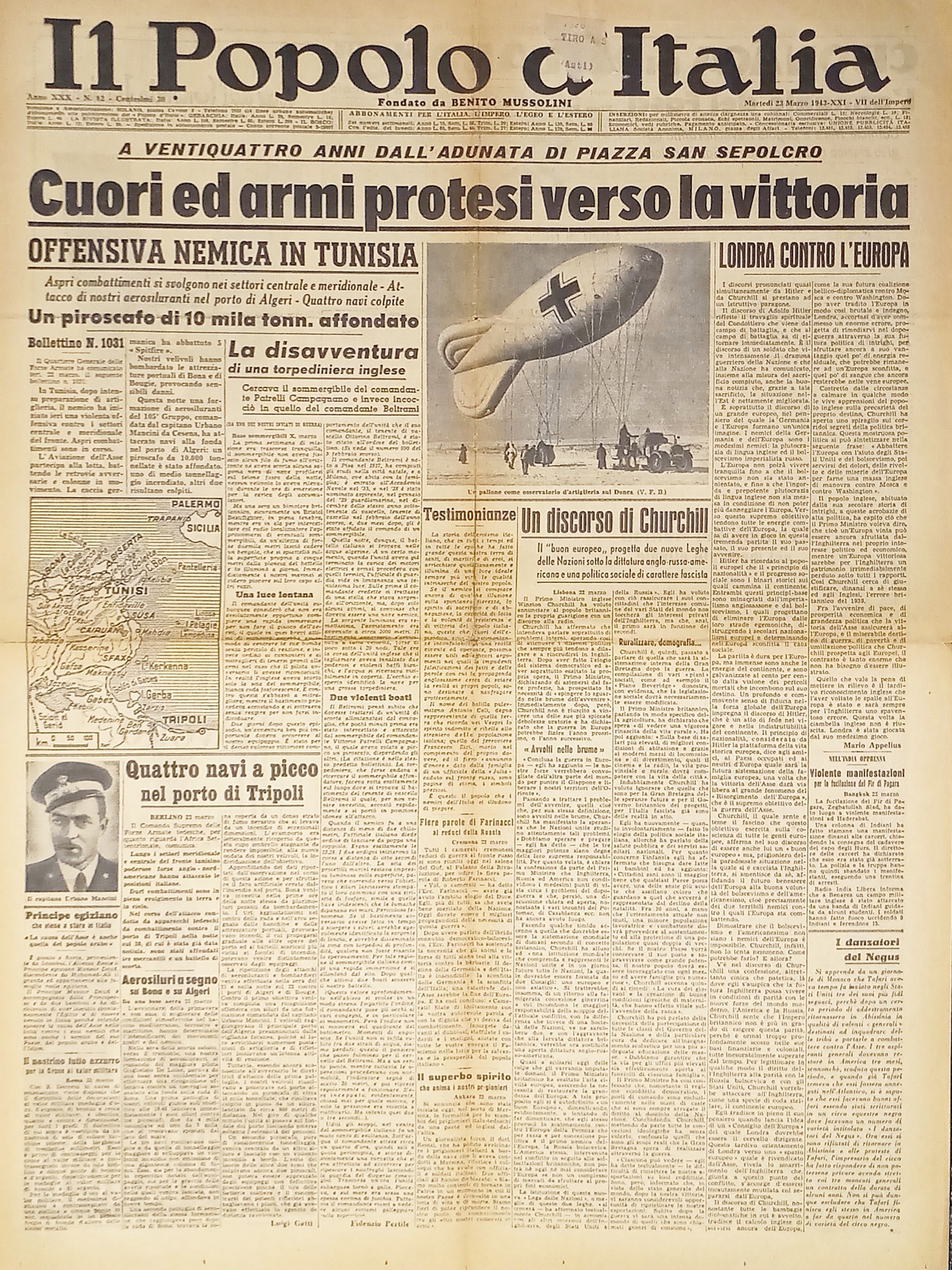 WWII - Il Popolo d'Italia N. 82 - 1943 Cuori …