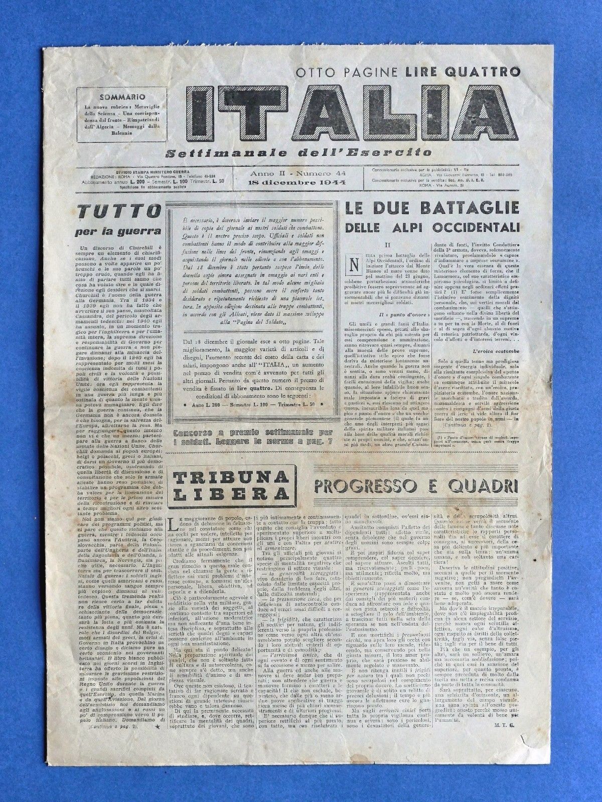 WWII - Italia - Settimanale per l'Esercito - Anno II …