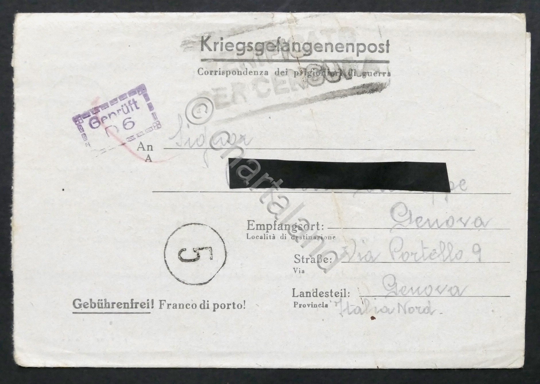 WWII - Lettera da Prigioniero di Guerra italiano - Wietzendorf …