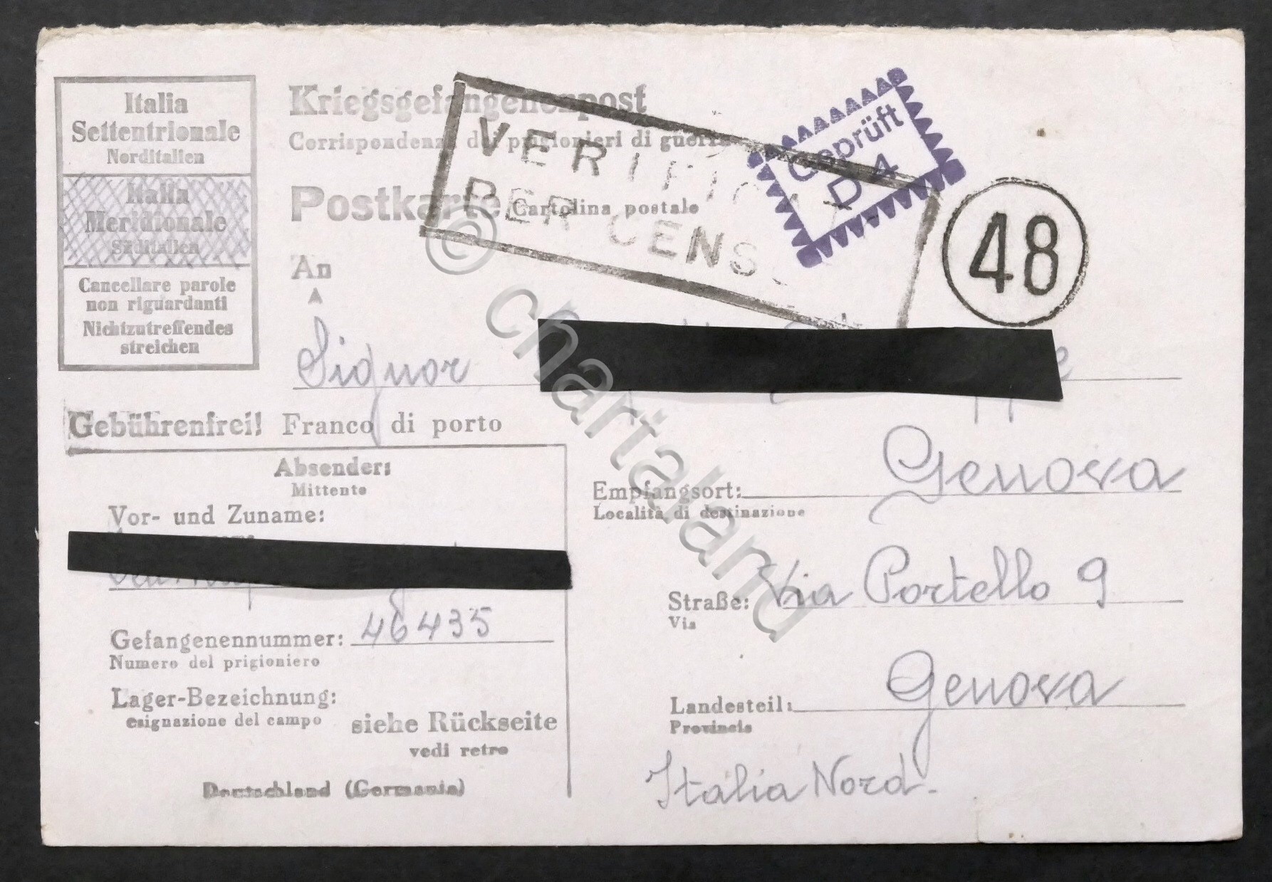 WWII - Lettera da Prigioniero di Guerra italiano Campo Wietzendorf …