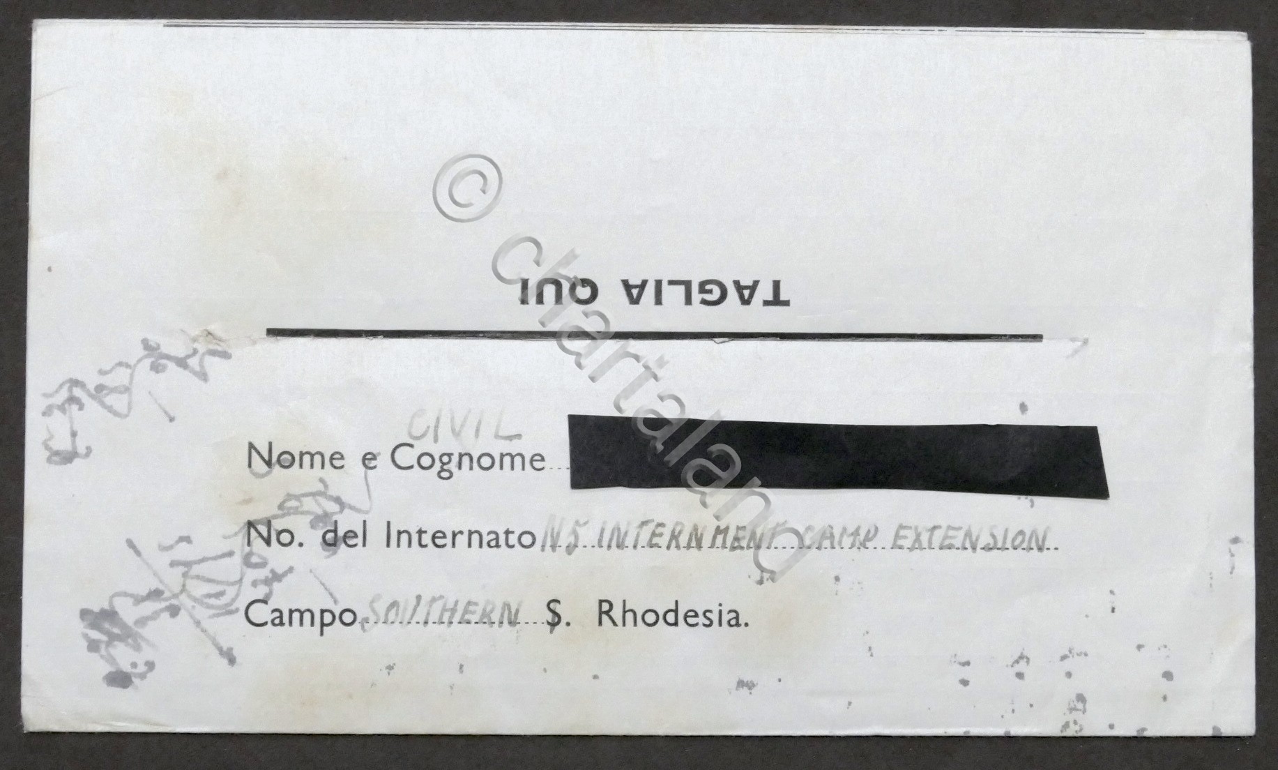 WWII - Lettera da prigioniero italiano - Campo N. 5 …