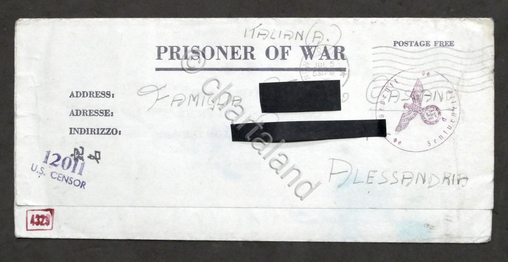 WWII - Lettera prigioniero italiano di guerra - Fort Meade …