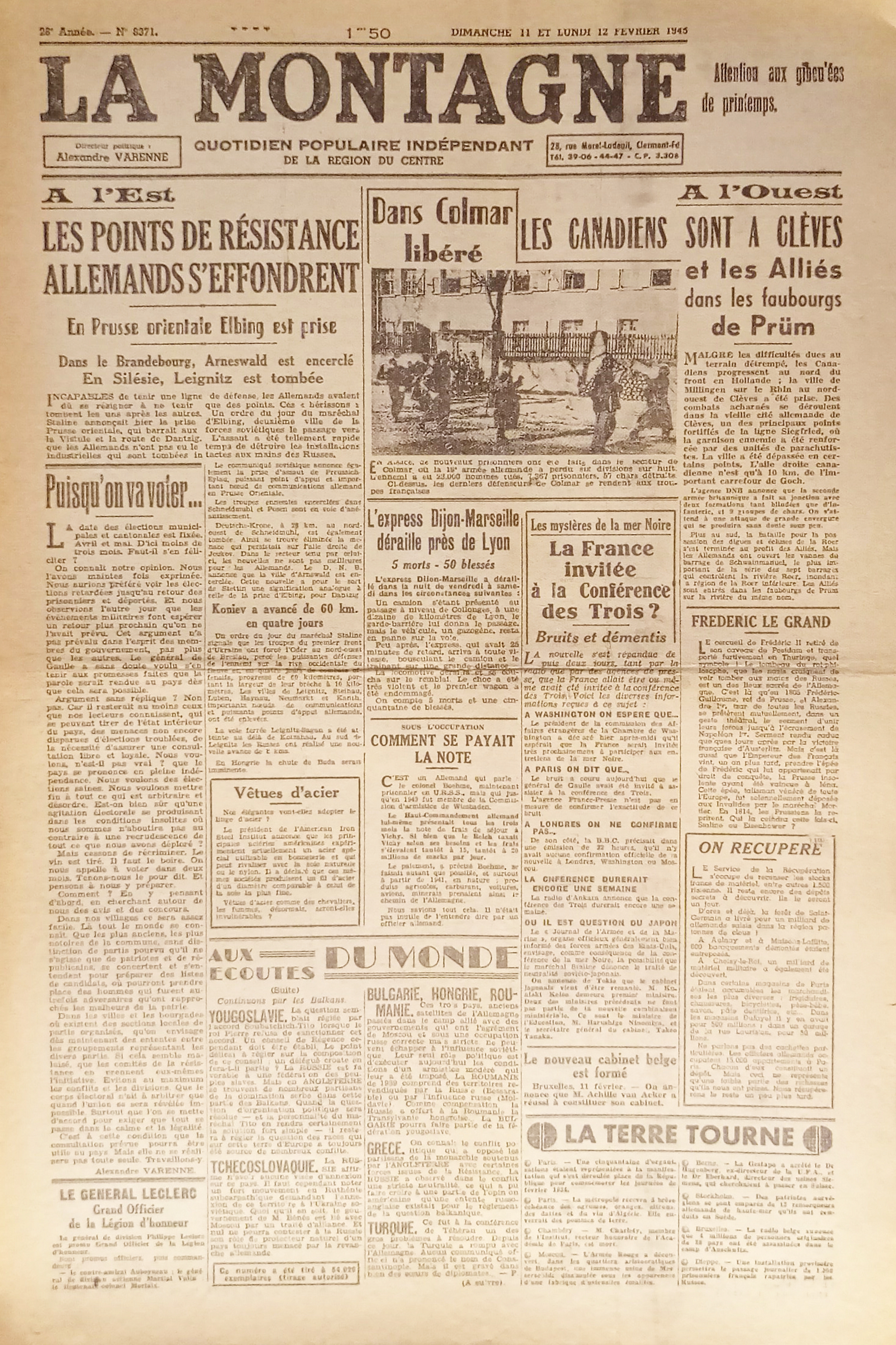 WWII - Quotidien - La Montagne N. 8371 - 1945 …