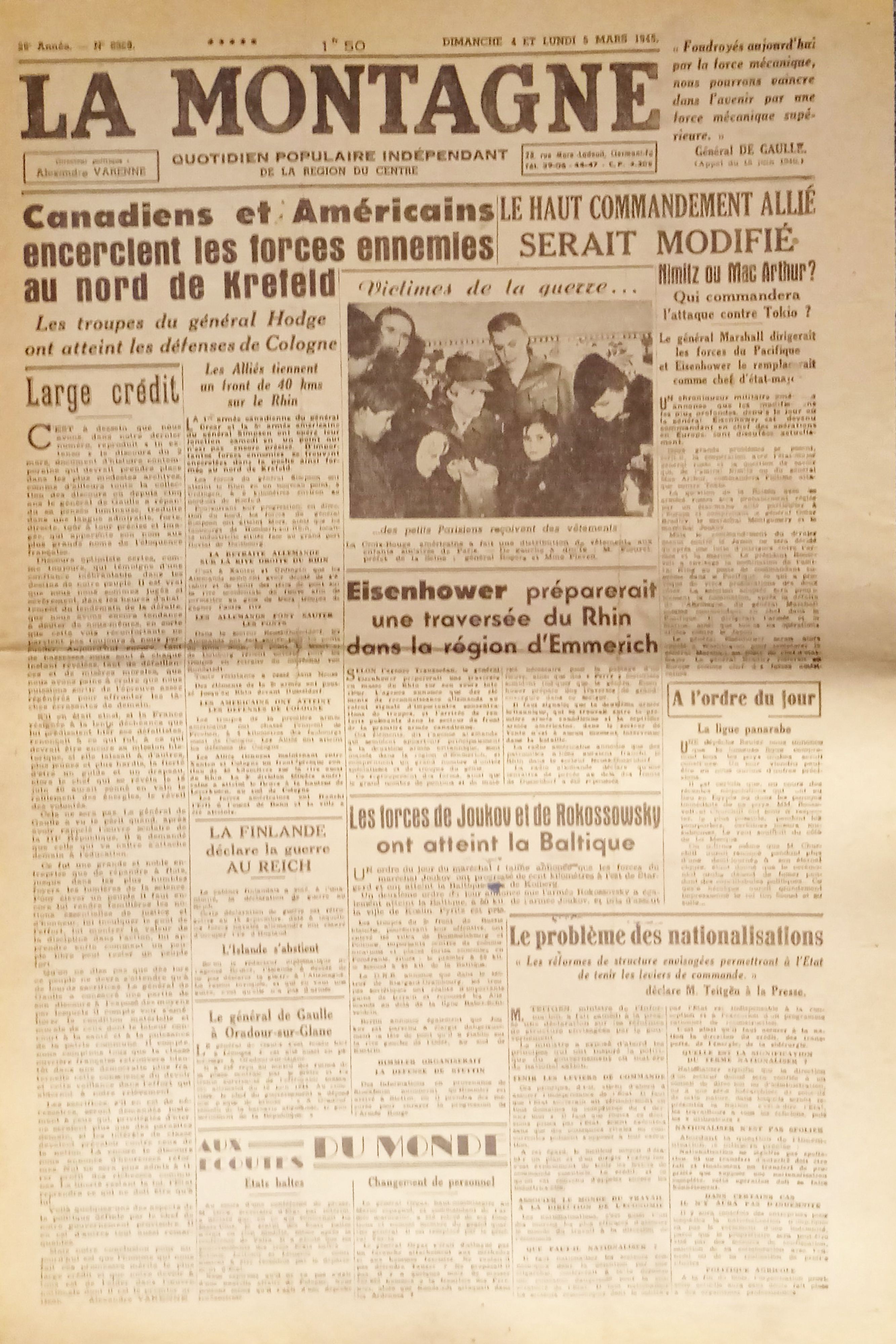 WWII - Quotidien - La Montagne N. 8389 - 1945 …