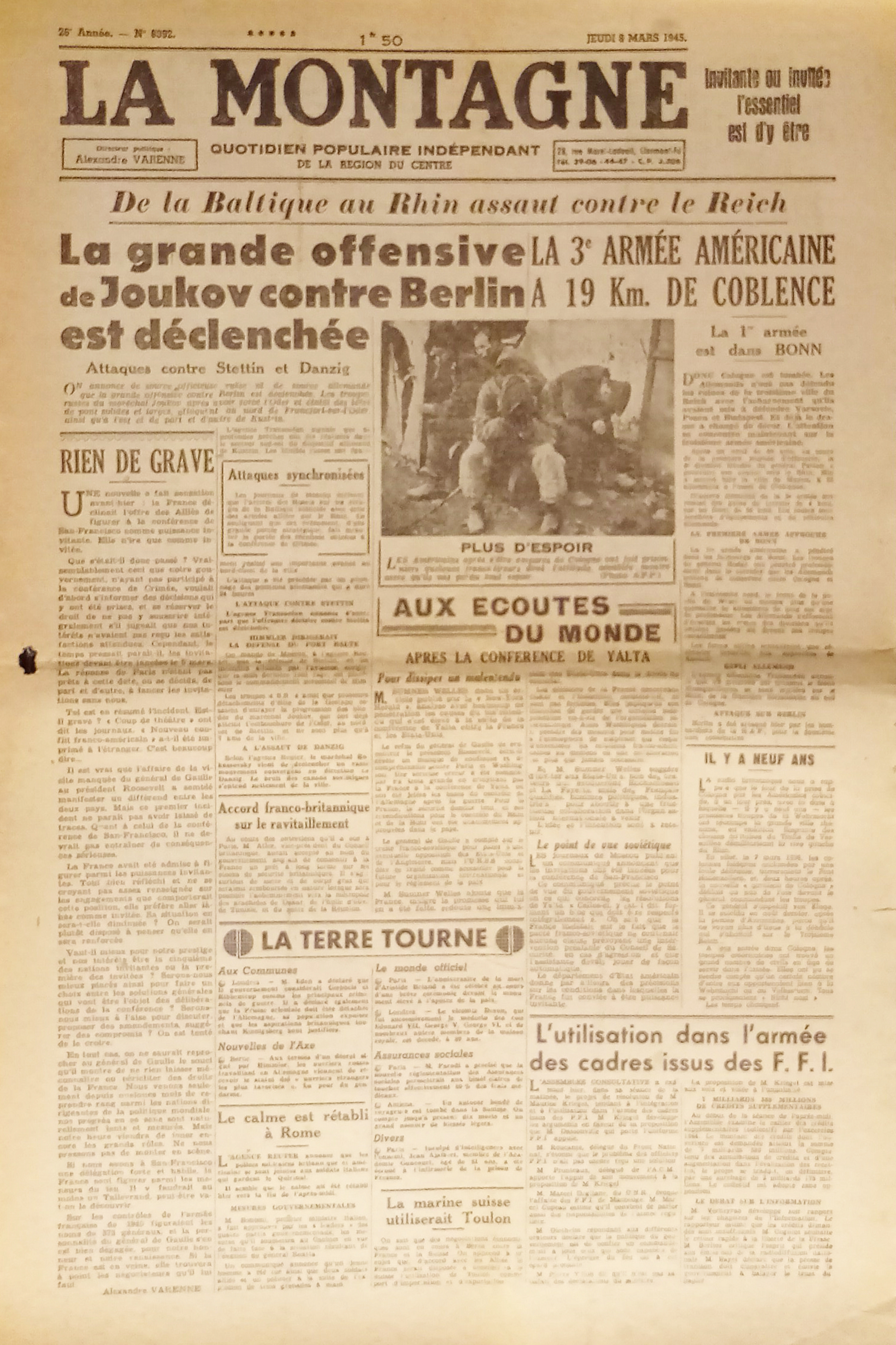 WWII - Quotidien - La Montagne N. 8392 - 1945 …