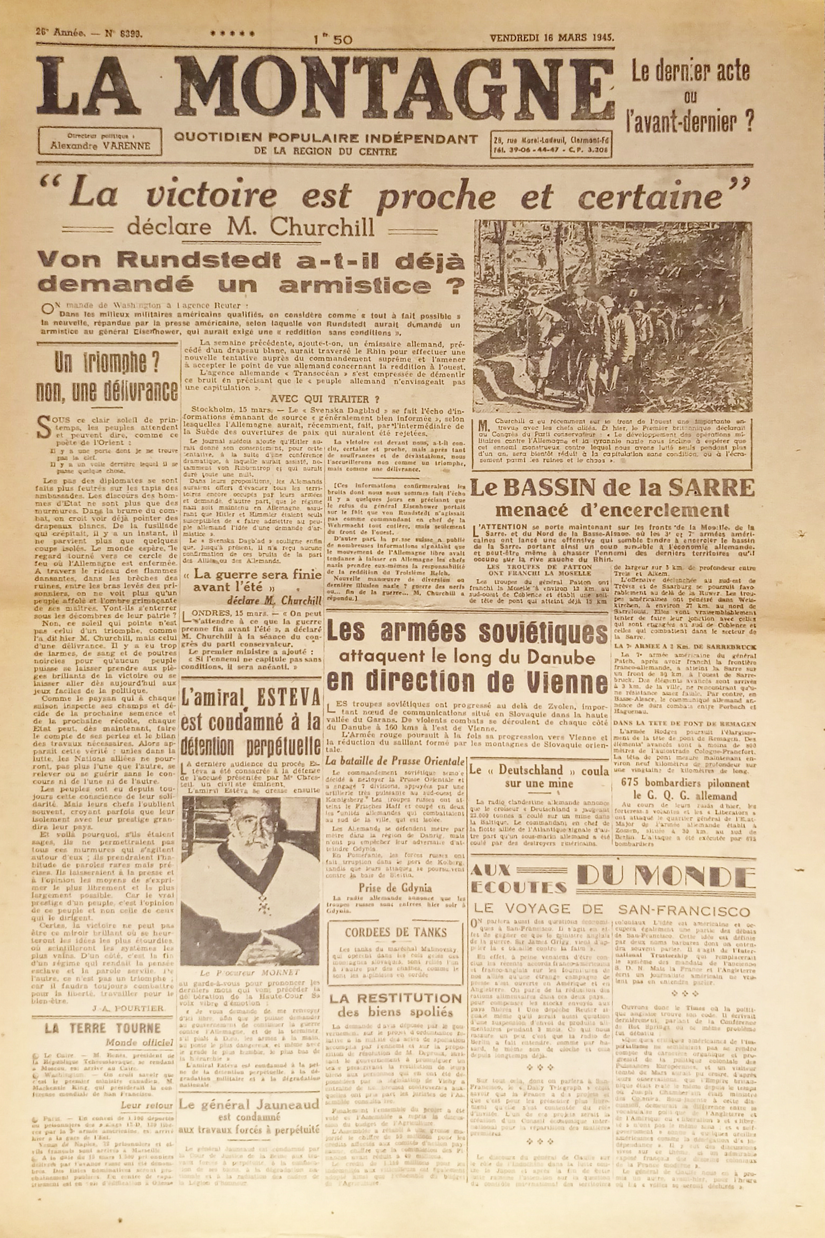 WWII - Quotidien - La Montagne N. 8399 - 1945 …