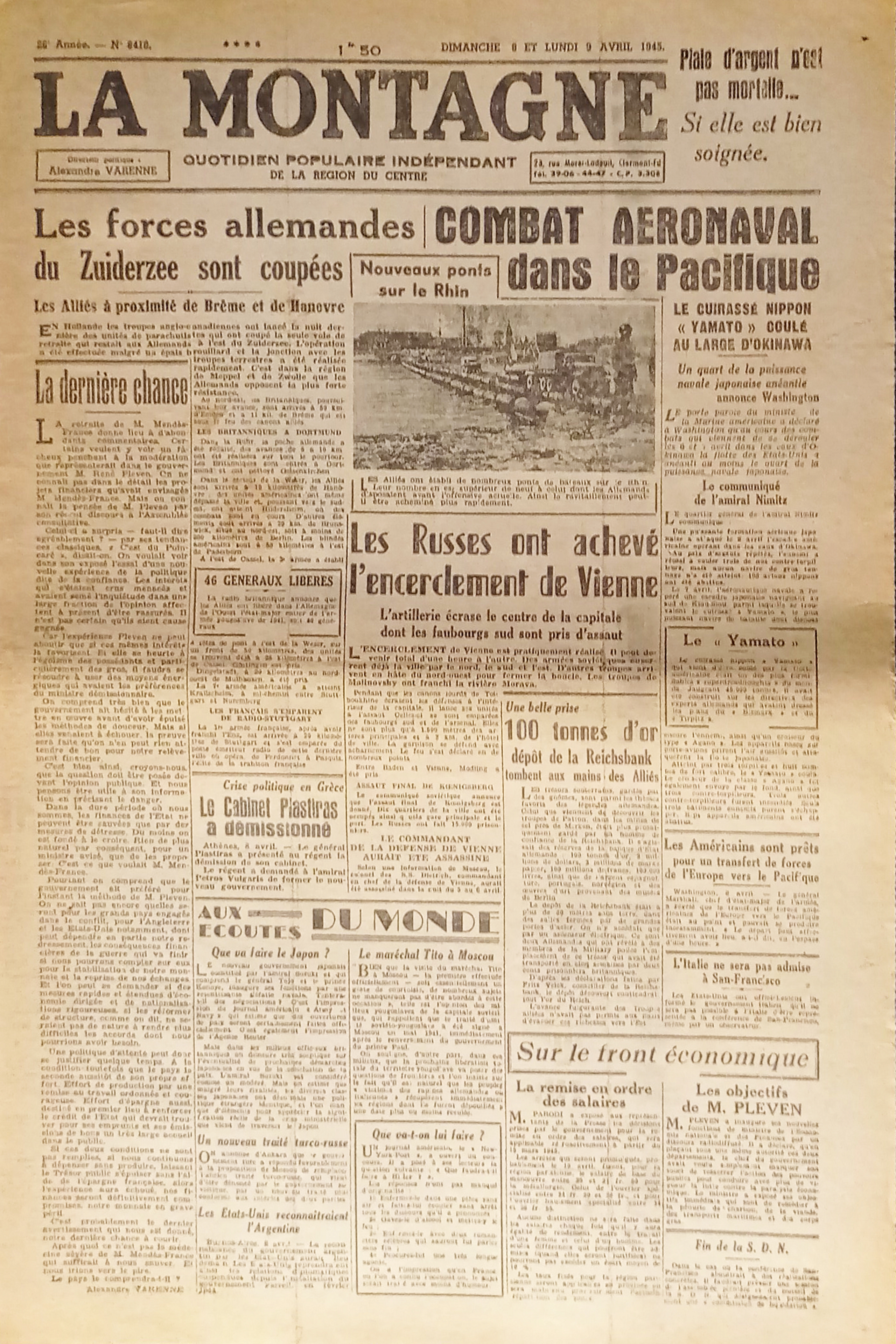 WWII - Quotidien - La Montagne N. 8418 - 1945 …